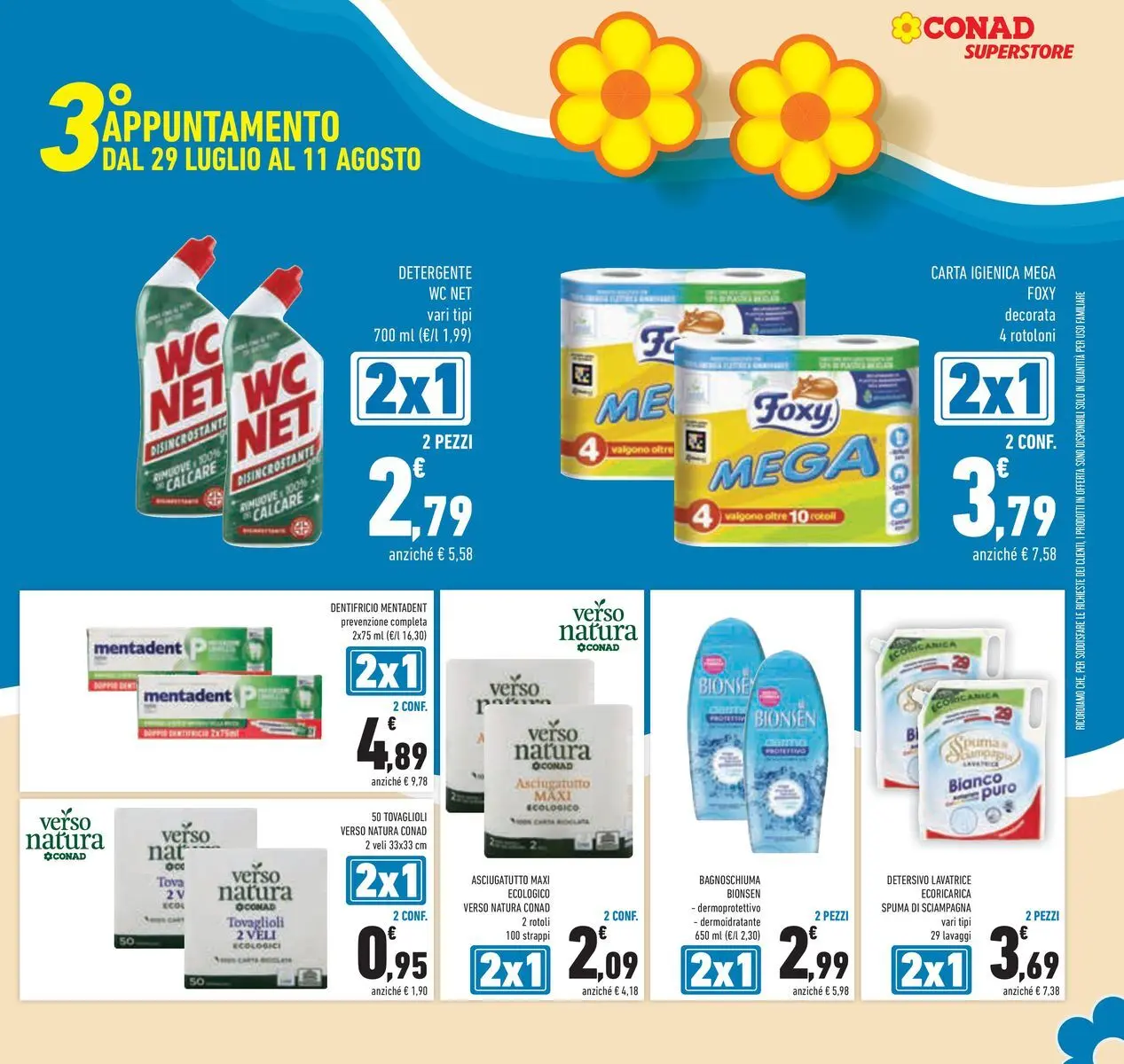 Volantino Conad dal 29/07/2026 > Anteprima | Pagina: 7 | Prodotti: Carta igienica, Dentifricio, Lavatrice, Asciugatutto