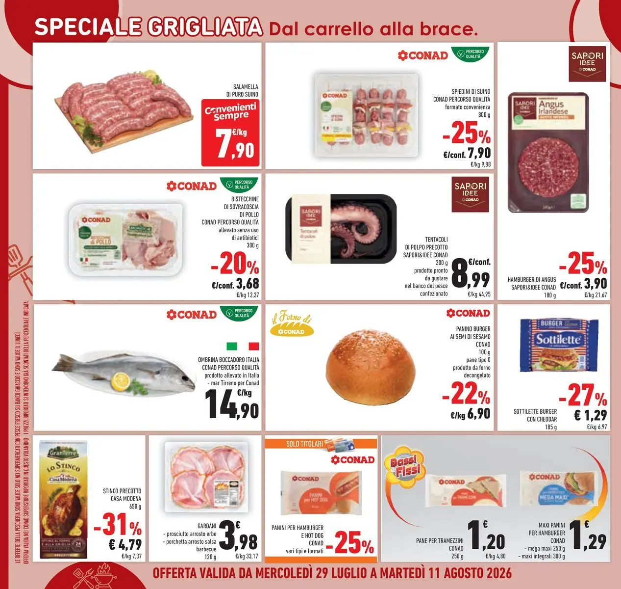 Volantino Conad dal 29/07/2026 > Anteprima | Pagina: 8 | Prodotti: Carrello, Forno, Il forno, Hamburger