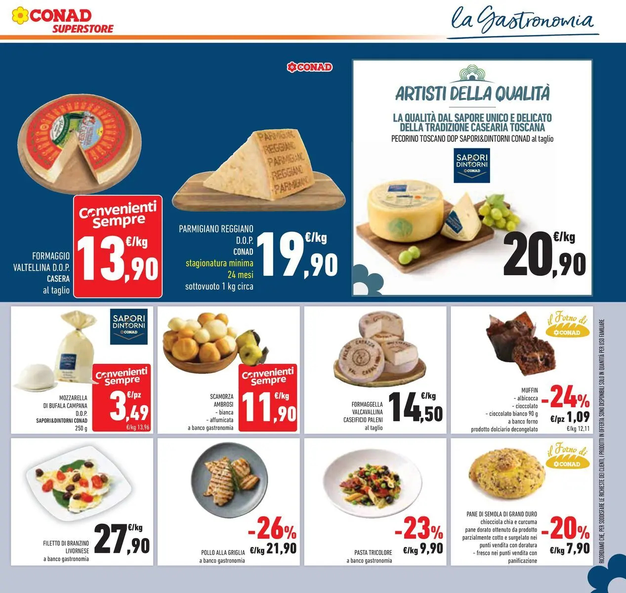 Volantino Conad dal 29/07/2026 > Anteprima | Pagina: 15 | Prodotti: Branzino, Mozzarella, Parmigiano reggiano, Parmigiano
