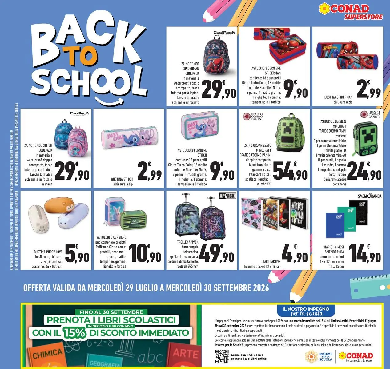 Volantino Conad dal 29/07/2026 > Anteprima | Pagina: 18 | Prodotti: Forbice, Astuccio, Matite colorate, Trolley