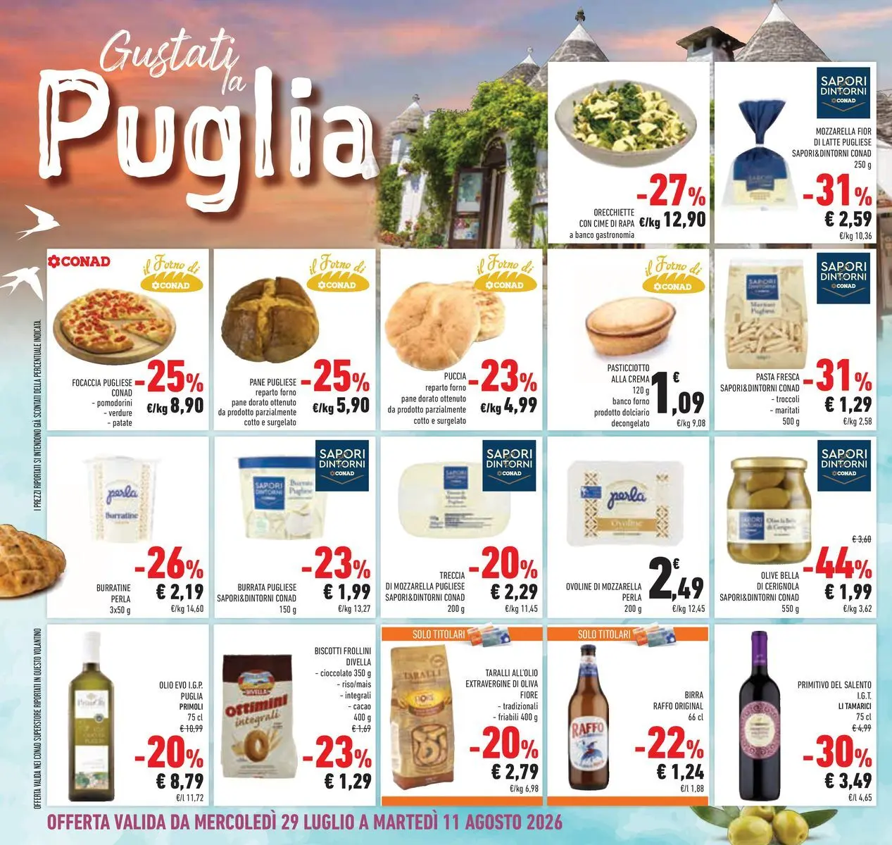 Volantino Conad dal 29/07/2026 > Anteprima | Pagina: 22 | Prodotti: Pane, Latte, Pasta, Burrata