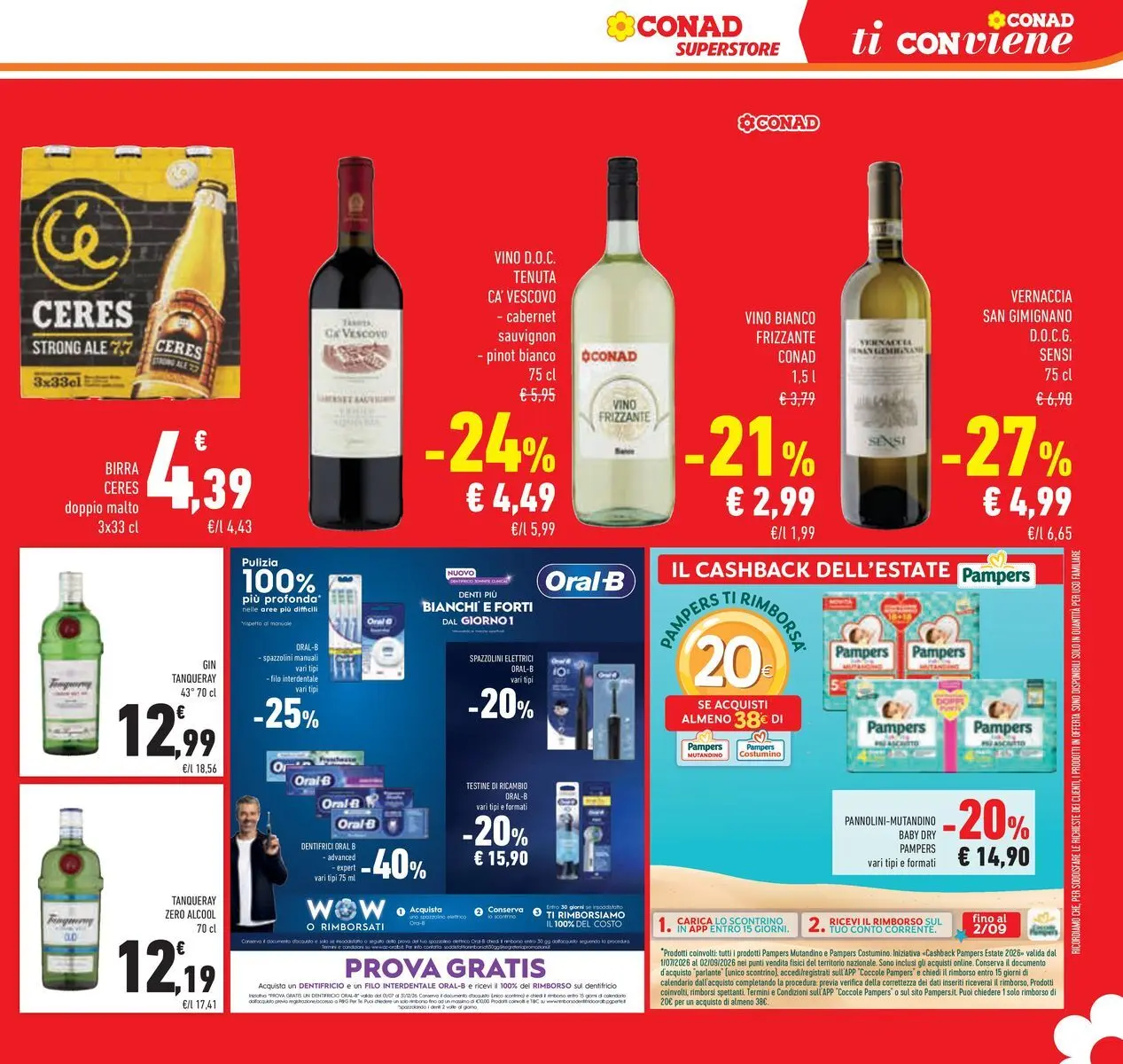 Volantino Conad dal 29/07/2026 > Anteprima | Pagina: 33 | Prodotti: Filo interdentale, Vino, Ceres, Pampers