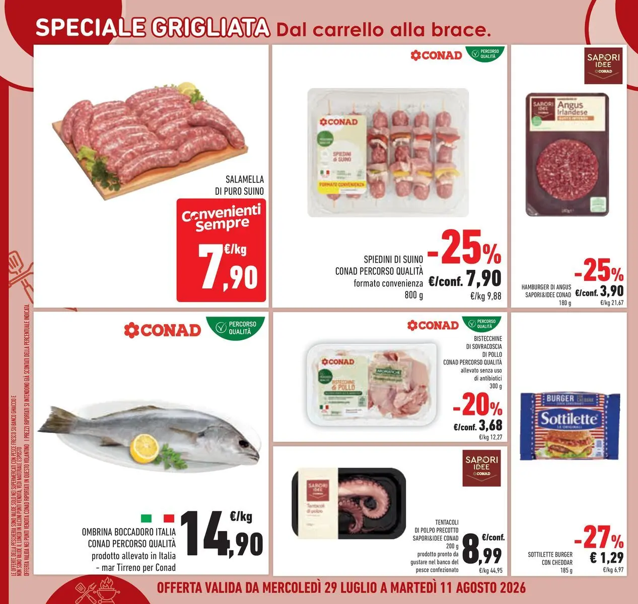 Volantino Conad dal 29/07/2026 > Anteprima | Pagina: 8 | Prodotti: Salamella, Pollo, Polpo, Spiedini