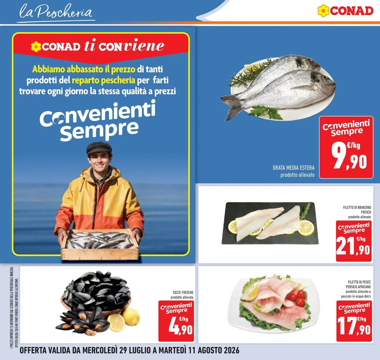 Volantino Conad dal 29/07/2026 > Anteprima | Pagina: 14 | Prodotti: Pesce, Cozze, Branzino, Orata