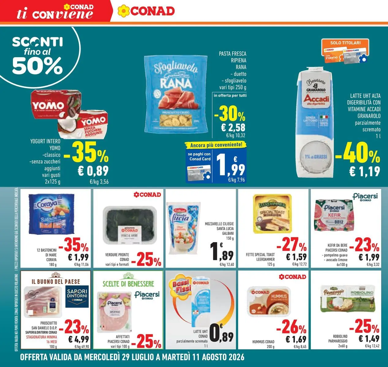Volantino Conad dal 29/07/2026 > Anteprima | Pagina: 22 | Prodotti: Mozzarella, Latte, Limone, Hummus