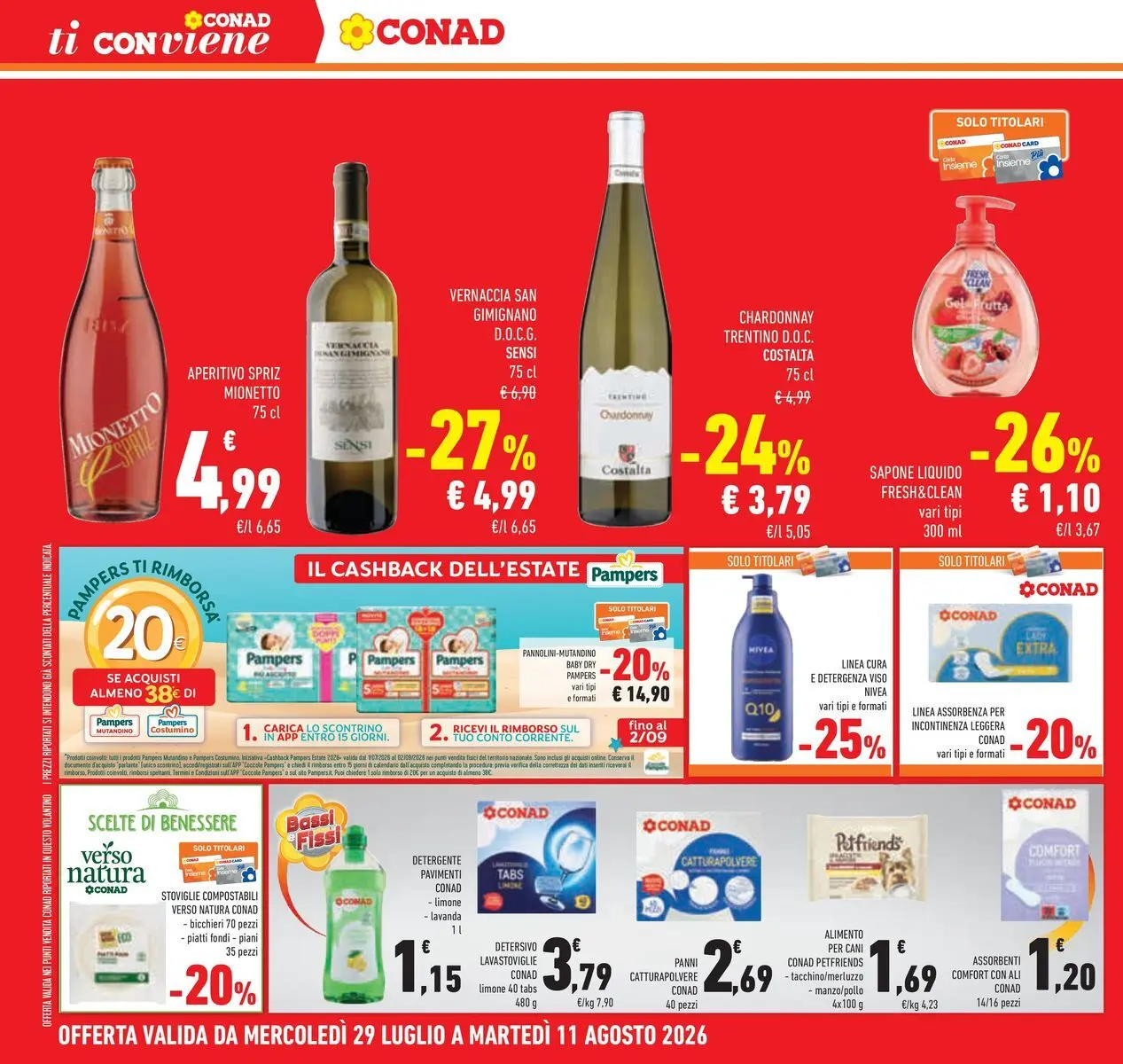 Volantino Conad dal 29/07/2026 > Anteprima | Pagina: 34 | Prodotti: Pannolini, Sapone, Lavastoviglie, Aperitivo