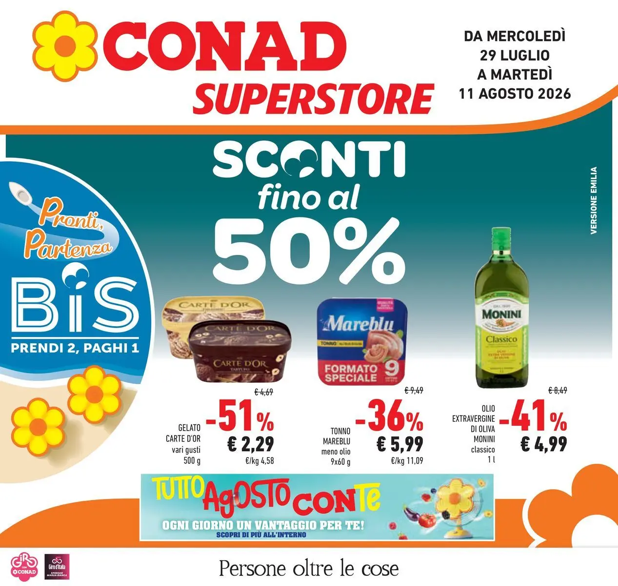 Volantino Conad dal 29/07/2026 > Anteprima | Pagina: 1 | Prodotti: Tè, Gelato, Olio, Olive