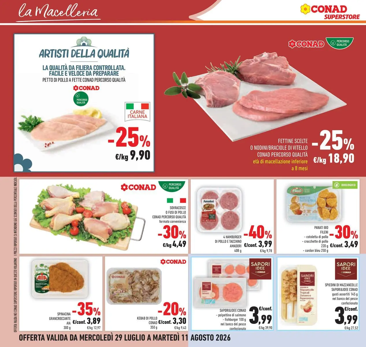 Volantino Conad dal 29/07/2026 > Anteprima | Pagina: 10 | Prodotti: Mazzancolle, Crocchette, Vitello, Hamburger