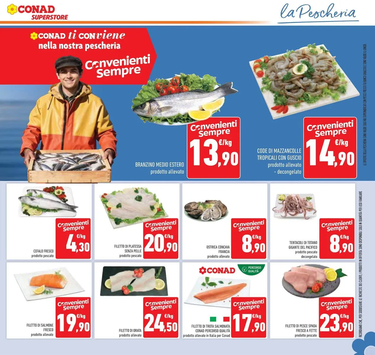 Volantino Conad dal 29/07/2026 > Anteprima | Pagina: 11 | Prodotti: Pesce, Salmone fresco, Branzino, Orata