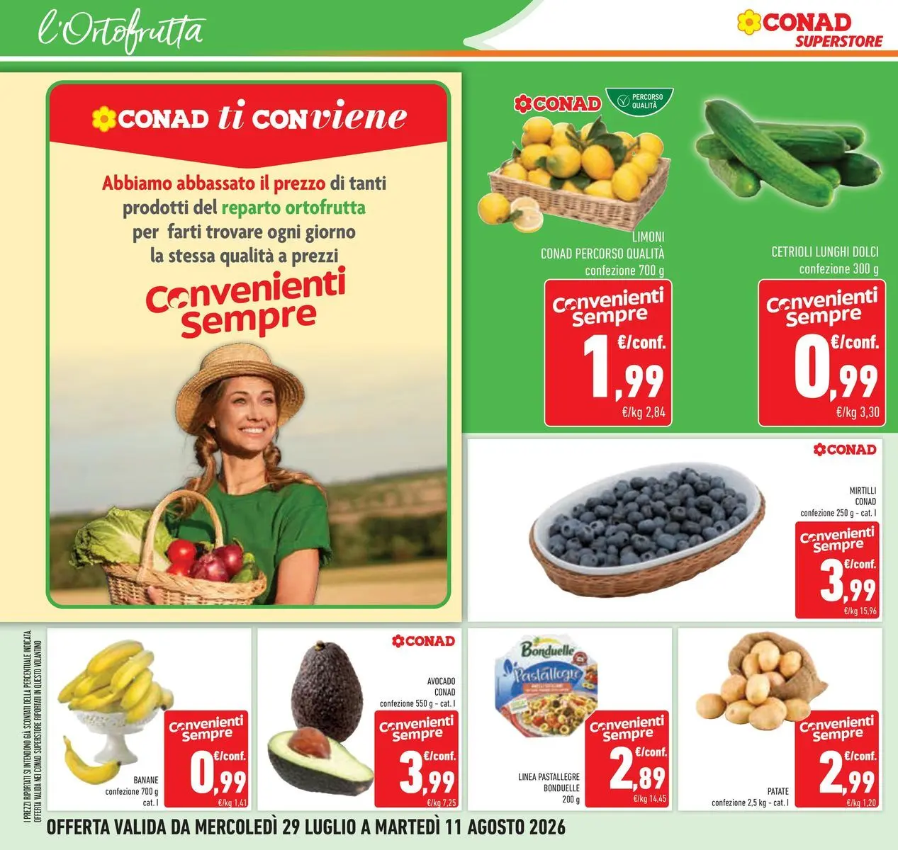 Volantino Conad dal 29/07/2026 > Anteprima | Pagina: 14 | Prodotti: Banane, Avocado, Patate, Pasta