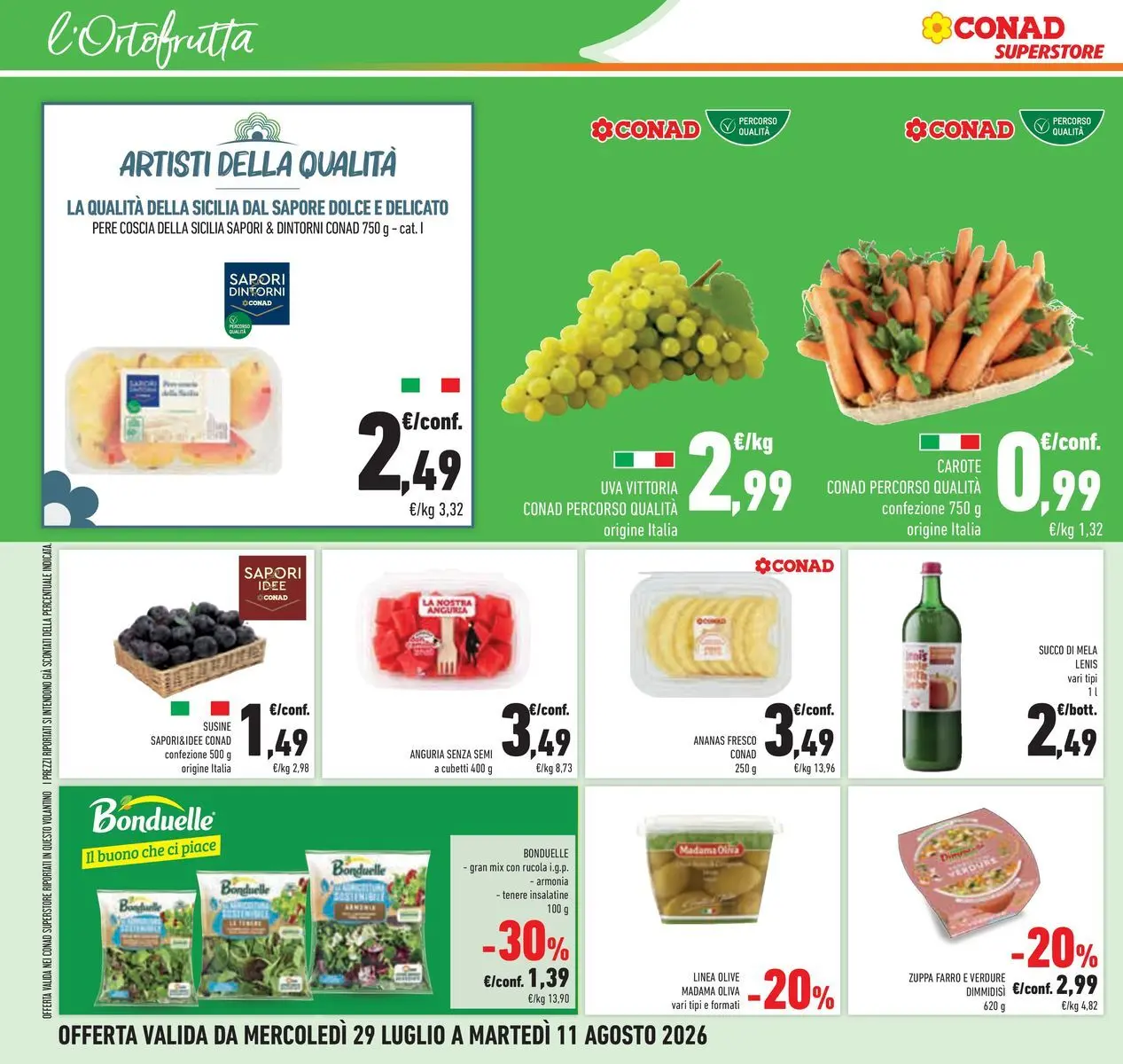 Volantino Conad dal 29/07/2026 > Anteprima | Pagina: 16 | Prodotti: Rucola, Verdure, Carote, Olive