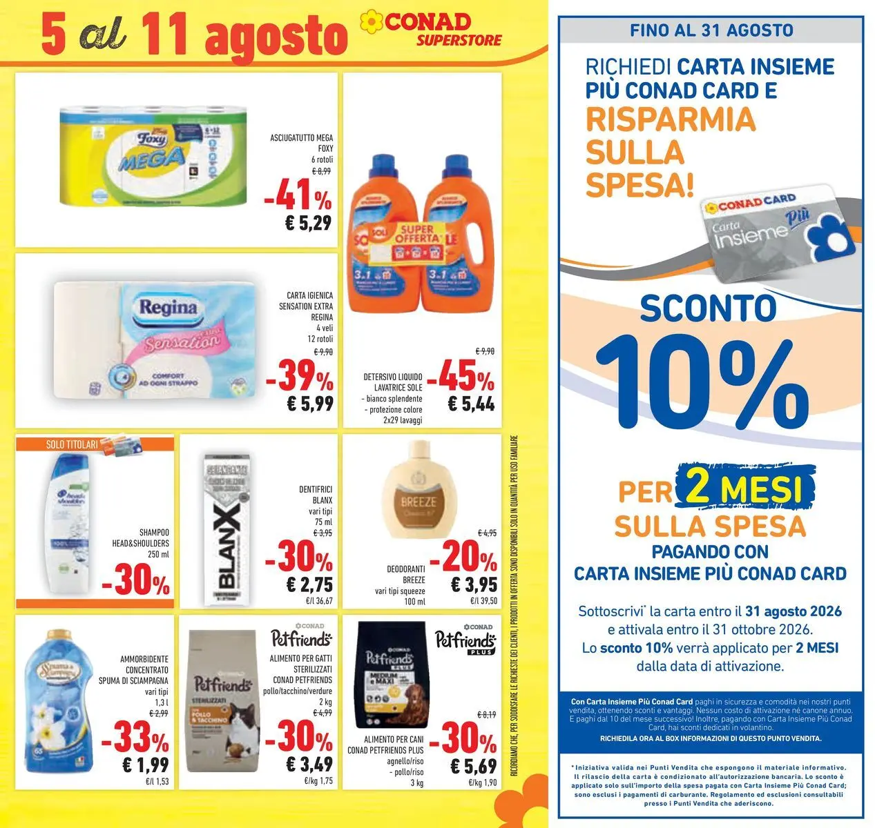 Volantino Conad dal 29/07/2026 > Anteprima | Pagina: 41 | Prodotti: Shampoo, Detergente, Tacchino, Lavatrice
