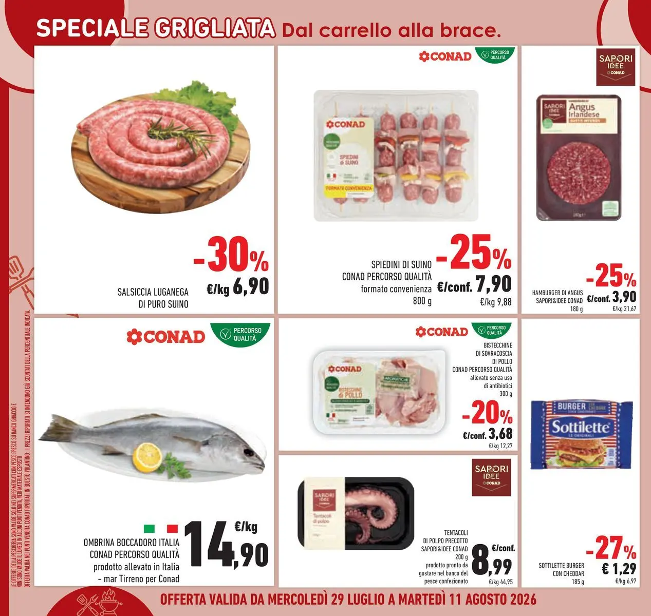 Volantino Conad dal 29/07/2026 > Anteprima | Pagina: 8 | Prodotti: Pollo, Suino, Salsiccia, Spiedini