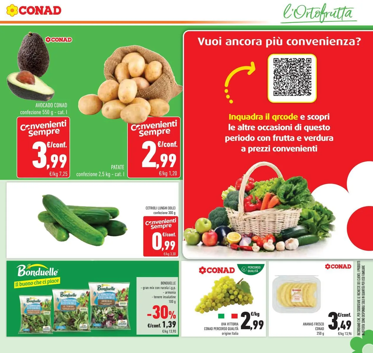 Volantino Conad dal 29/07/2026 > Anteprima | Pagina: 13 | Prodotti: Rucola, Cetrioli, Patate, Ananas