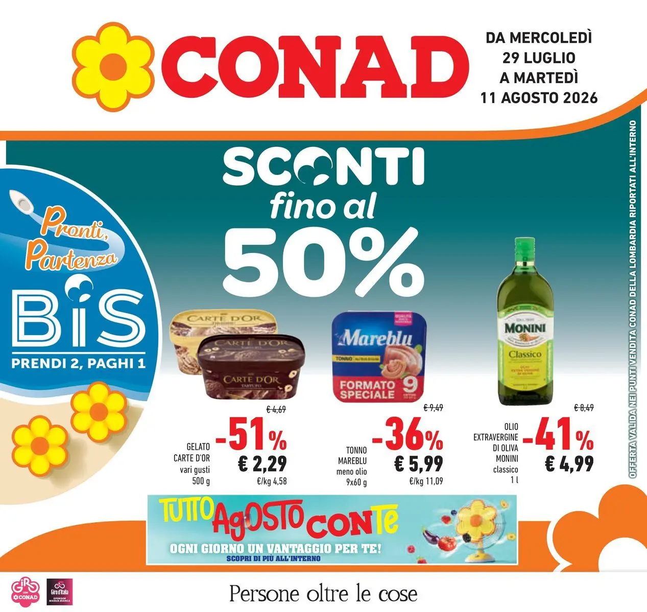 Volantino Conad dal 29/07/2026 > Anteprima | Pagina: 1 | Prodotti: Tè, Gelato, Olive, Tonno