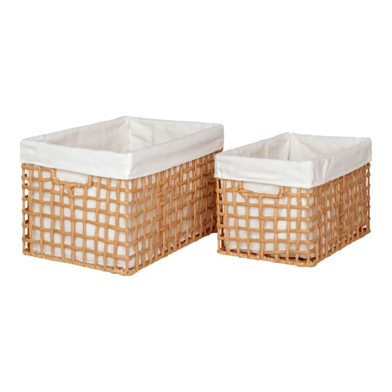Korbset Bustelo Baskets Wei&szlig;/Hellbraun, 2-teilig