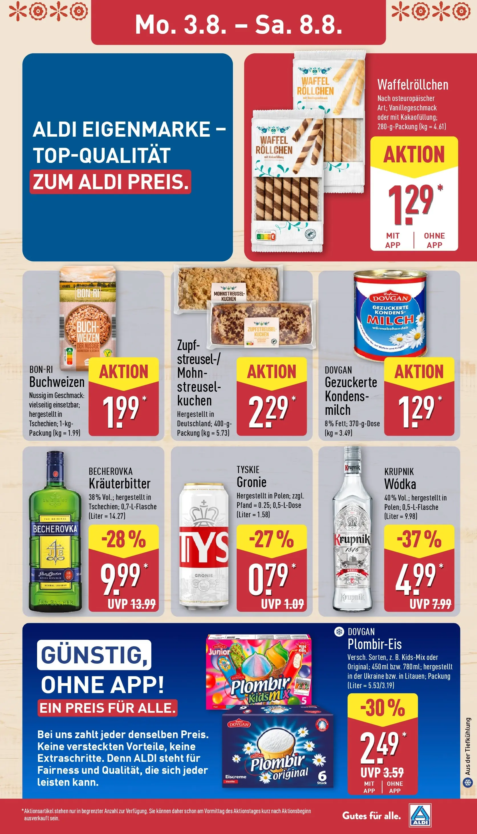 Aldi Wochenangebote (ab 03.08.2026) » Angebote Online | Seite: 13 | Produkte: Tyskie, Milch, Eiscreme, Wodka