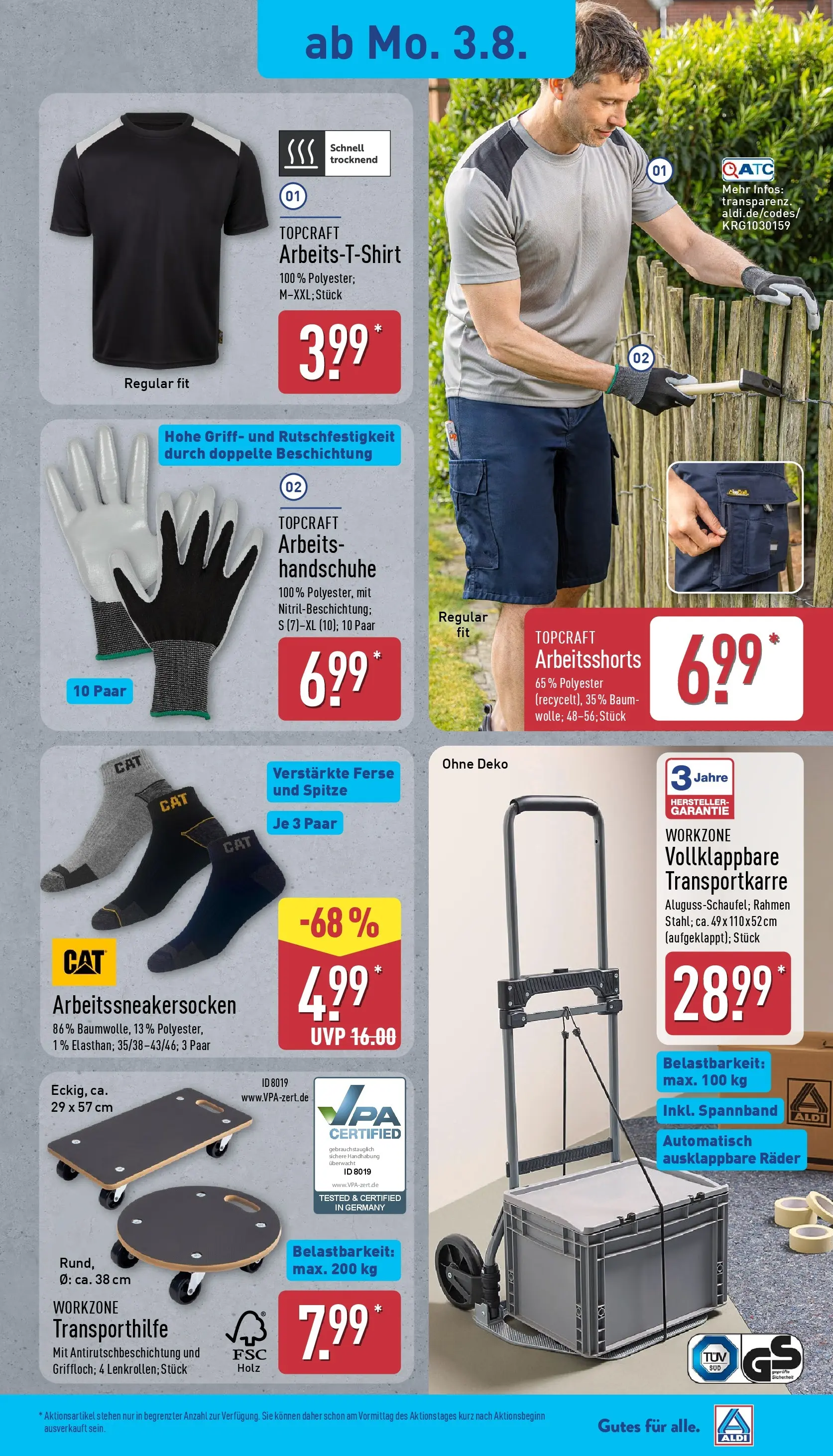 Aldi Wochenangebote (ab 03.08.2026) » Angebote Online | Seite: 17 | Produkte: T-Shirt, Handschuhe