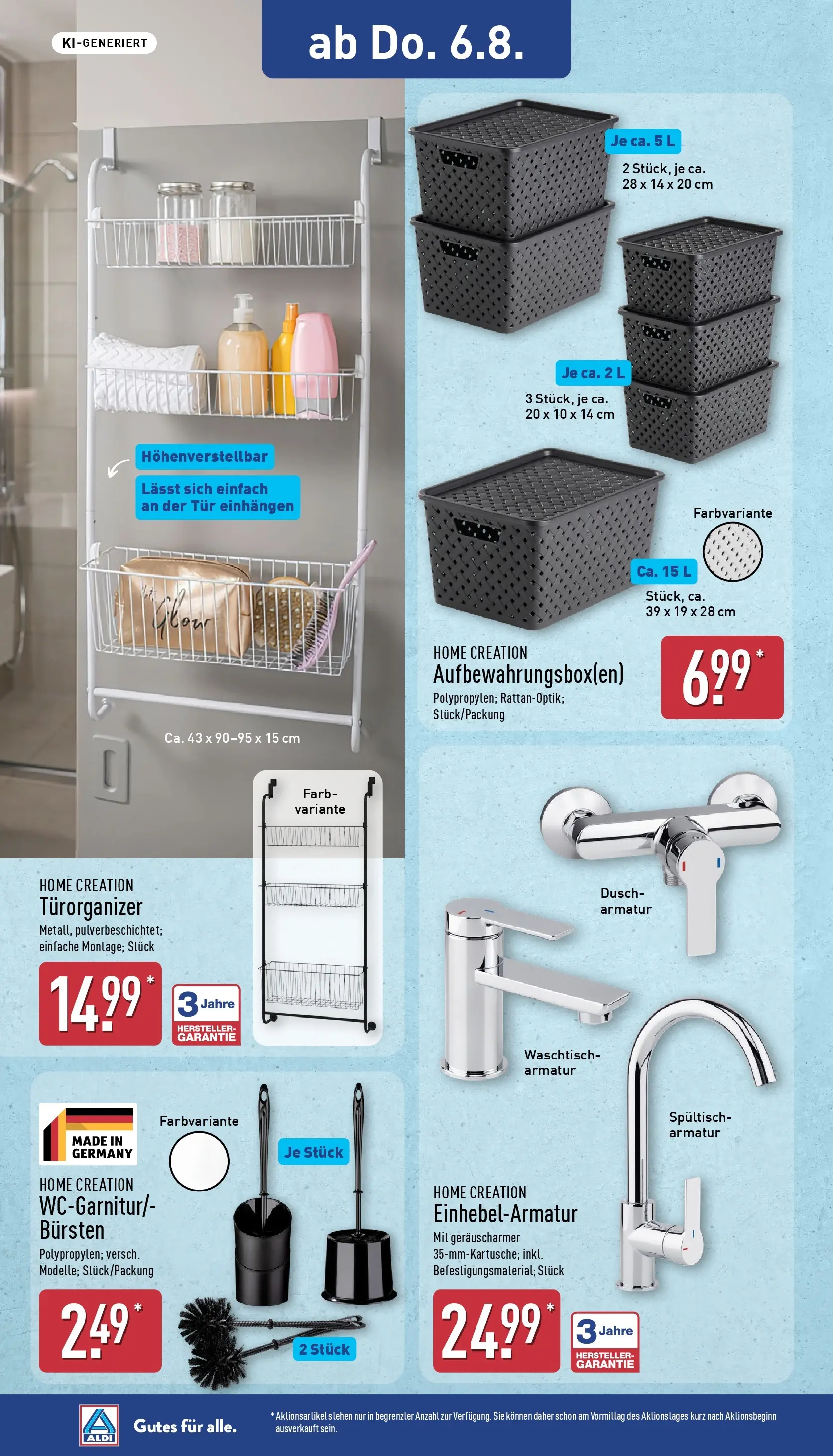 Aldi Wochenangebote (ab 03.08.2026) » Angebote Online | Seite: 24 | Produkte: Tür, Armatur, Waschtisch, Home creation