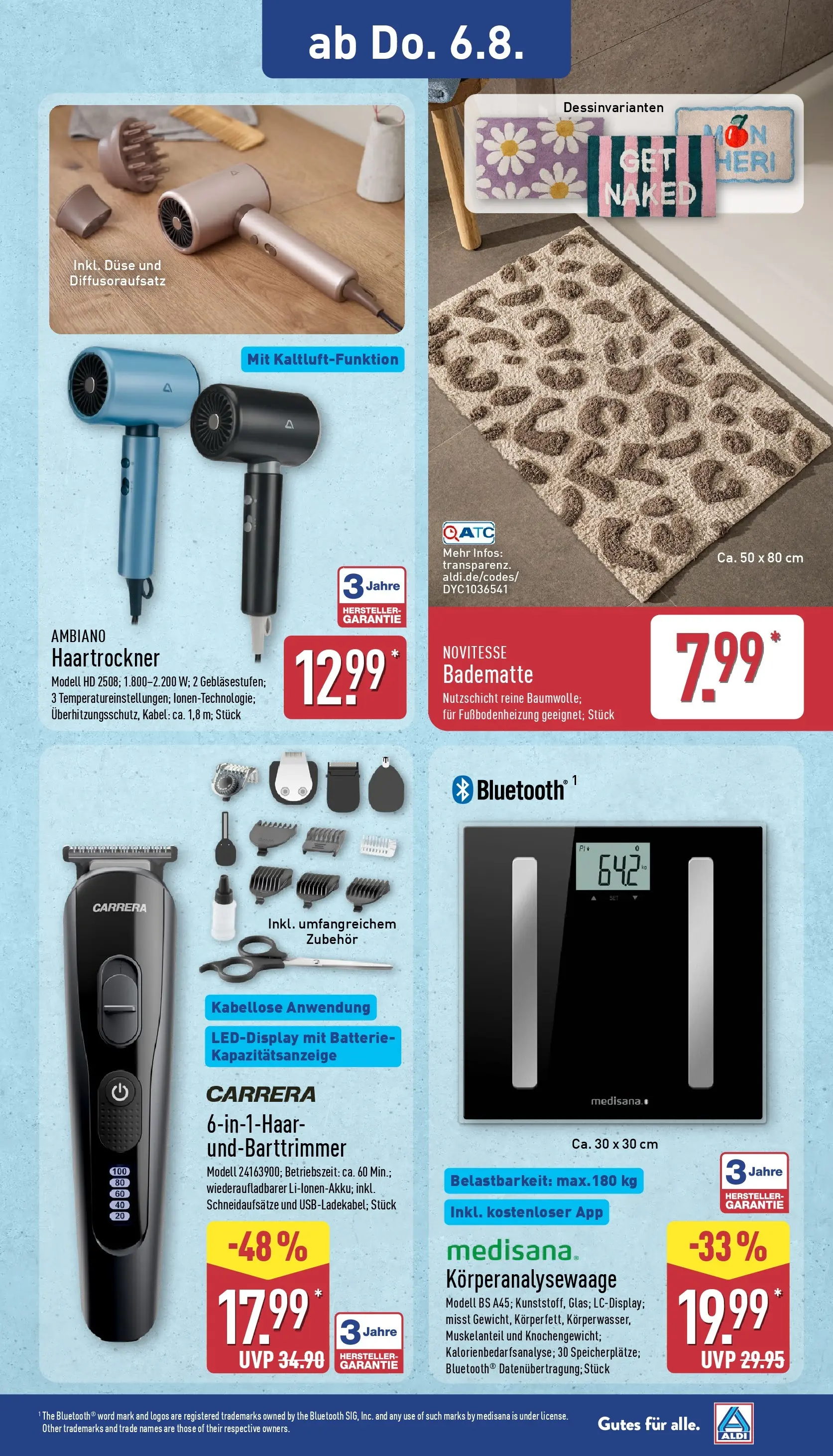 Aldi Wochenangebote (ab 03.08.2026) » Angebote Online | Seite: 25 | Produkte: Kabel, Haartrockner, Batterie