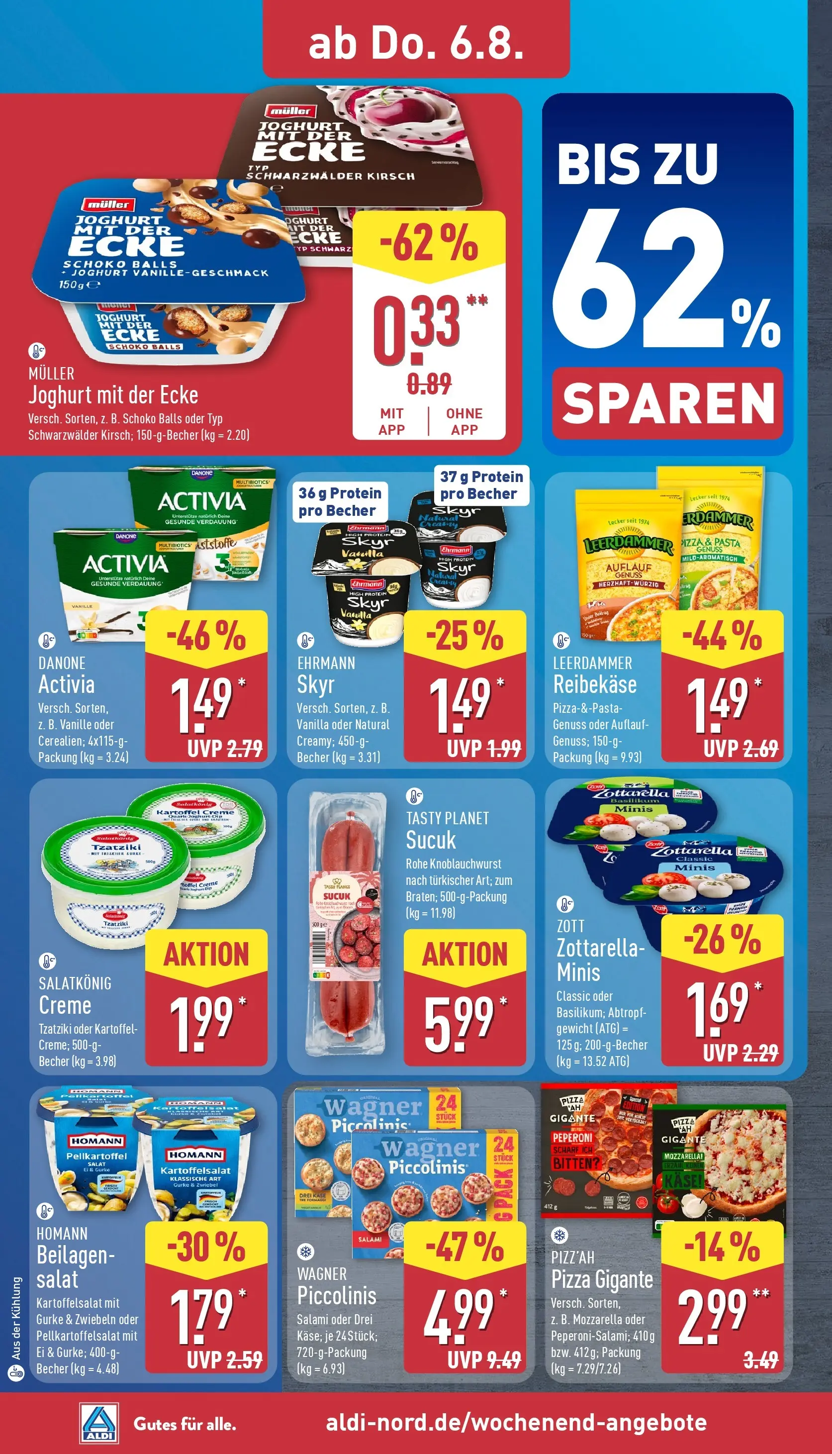 Aldi Wochenangebote (ab 03.08.2026) » Angebote Online | Seite: 30 | Produkte: Danone activia, Leerdammer, Creme, Salat