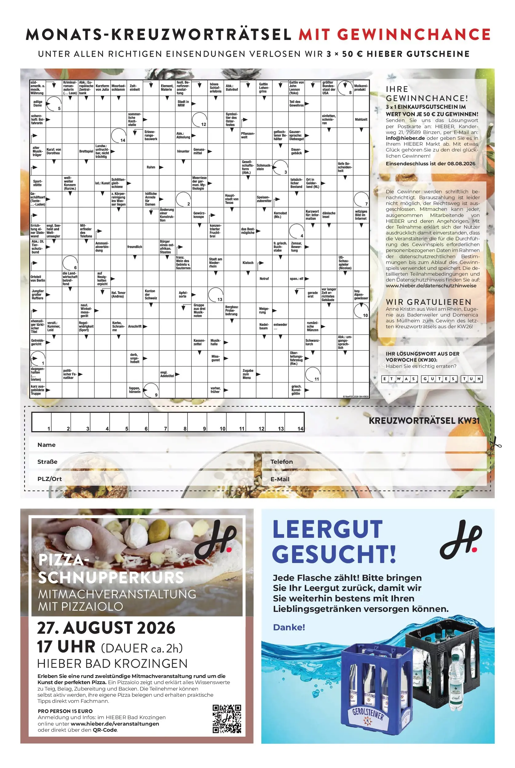Angebote - Hieber's Frischecenter: Meine Woche (ab 27.07.2026) zum Blättern | Seite: 15 | Produkte: Bad, Wein, Telefon, Uhr