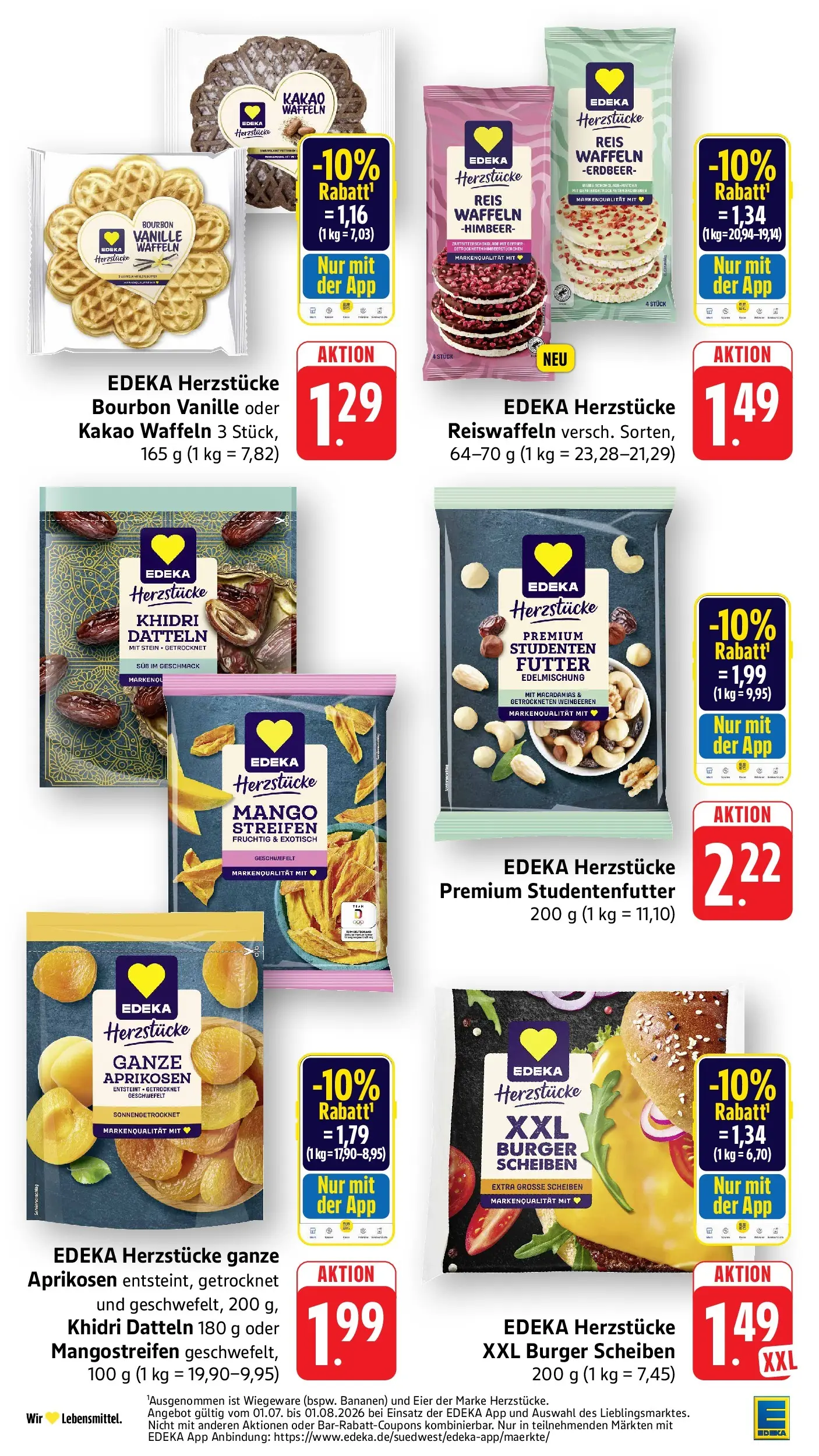 Edeka Prospekt Mühlheim / Donau (ab 27.07.2026) » Angebote Online | Seite: 15 | Produkte: Burger, Bananen, Waffeln, Bourbon
