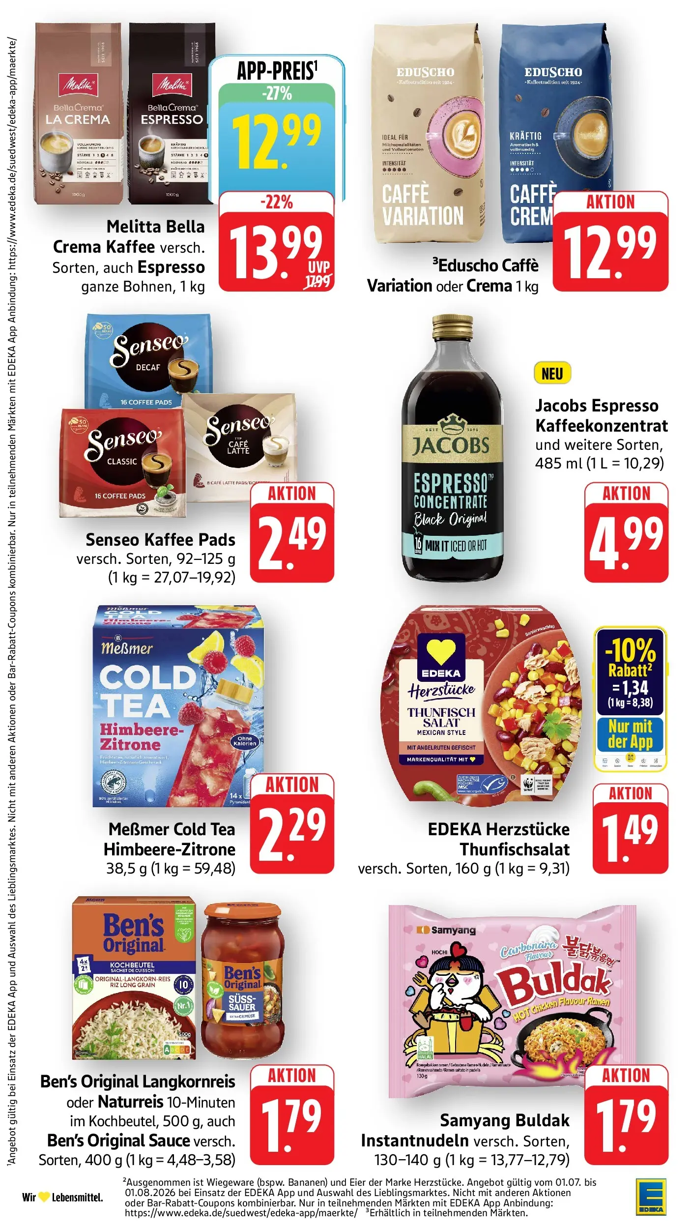 Edeka Prospekt Mühlheim / Donau (ab 27.07.2026) » Angebote Online | Seite: 25 | Produkte: Senseo, Eier, Messmer, Bananen