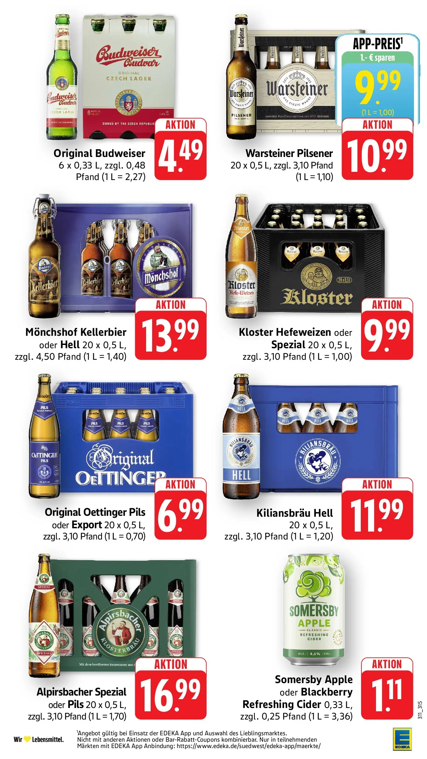Edeka Prospekt Mühlheim / Donau (ab 27.07.2026) » Angebote Online | Seite: 31 | Produkte: Monchshof, Pils, Oettinger, Budweiser