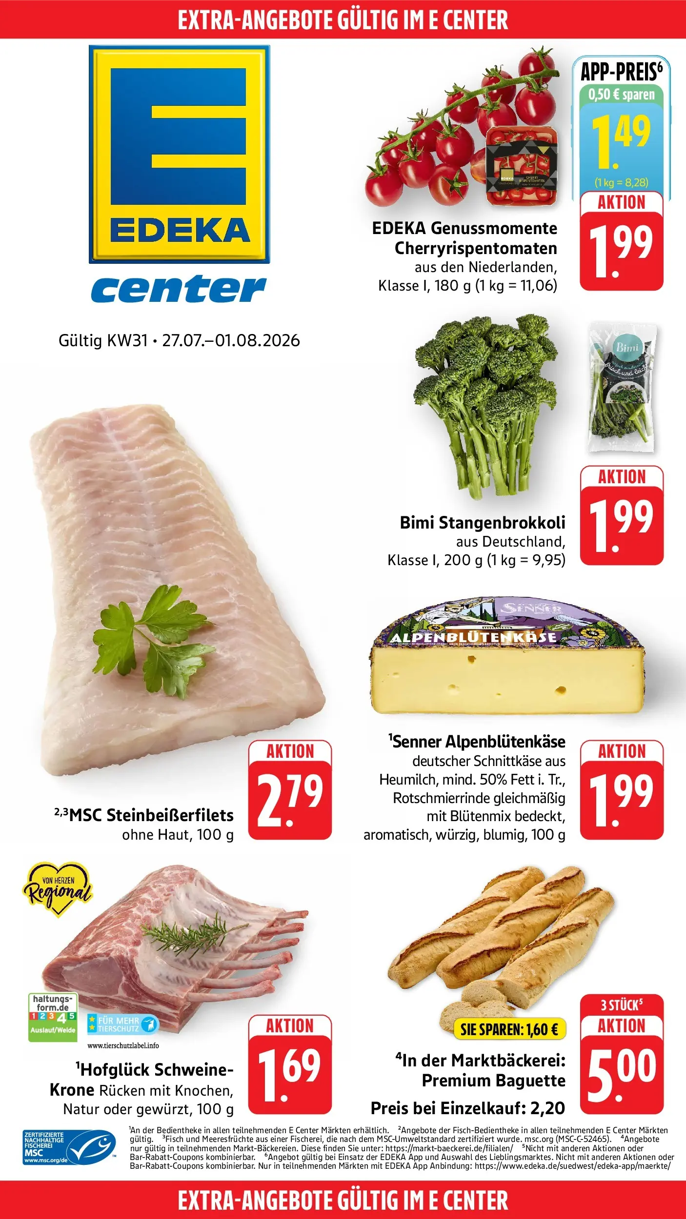 E center Prospekt Sigmaringen (ab 27.07.2026) zum Blättern | Seite: 44 | Produkte: Baguette, Meeresfrüchte