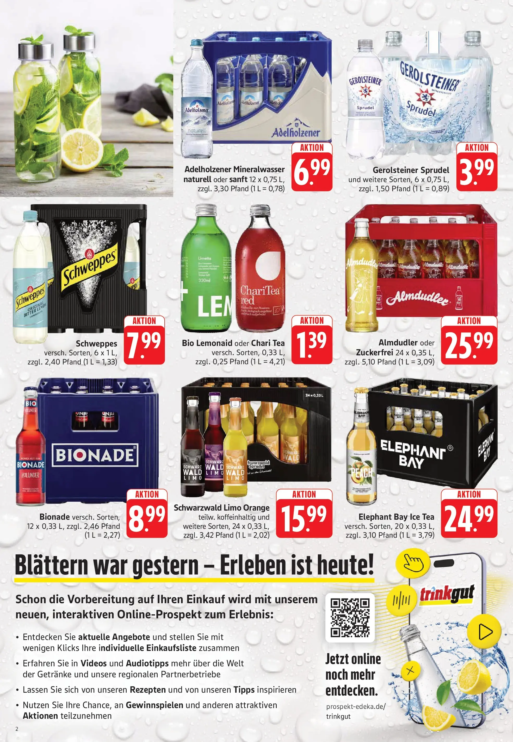 Trinkgut Prospekt Frankfurt A.M. (ab 27.07.2026) » Angebote online | Seite: 2 | Produkte: Adelholzener, Schweppes, Mineralwasser, Limette