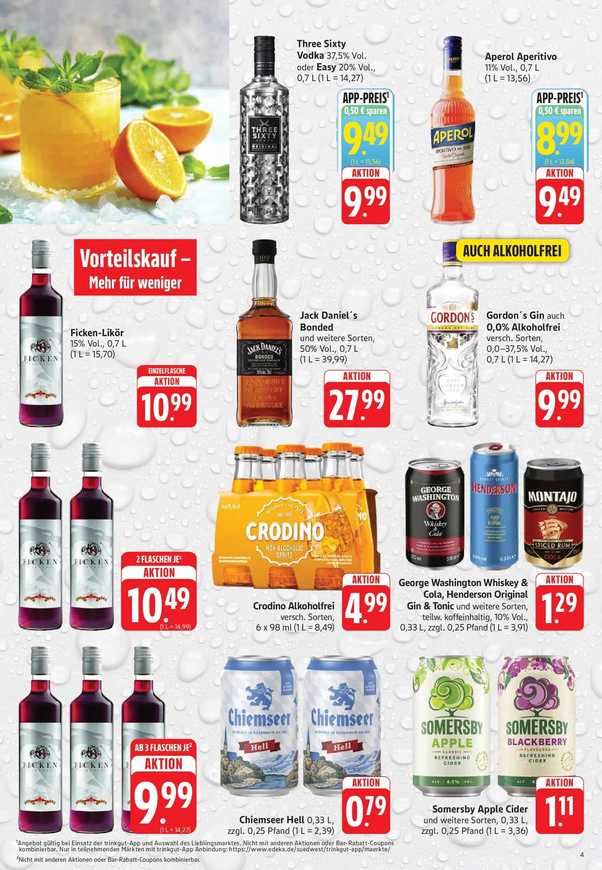 Trinkgut Prospekt Frankfurt A.M. (ab 27.07.2026) » Angebote online | Seite: 4 | Produkte: Cola, Jack Daniel's, Apple, Gin