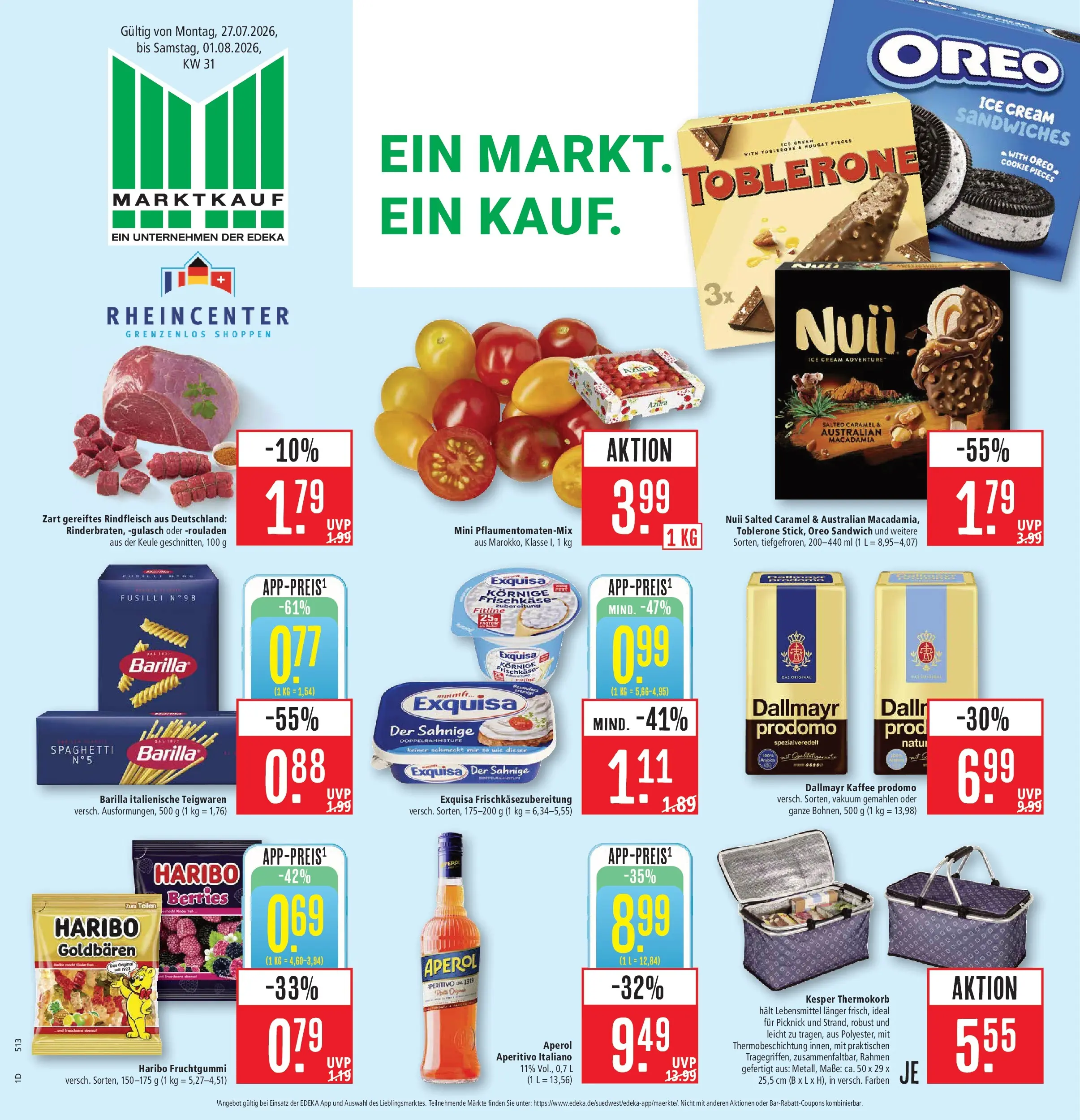 Marktkauf Prospekt Weil Am Rhein (ab 27.07.2026) » Angebote online | Seite: 1 | Produkte: Kaffee, Dallmayr, Rindfleisch, Frischkase
