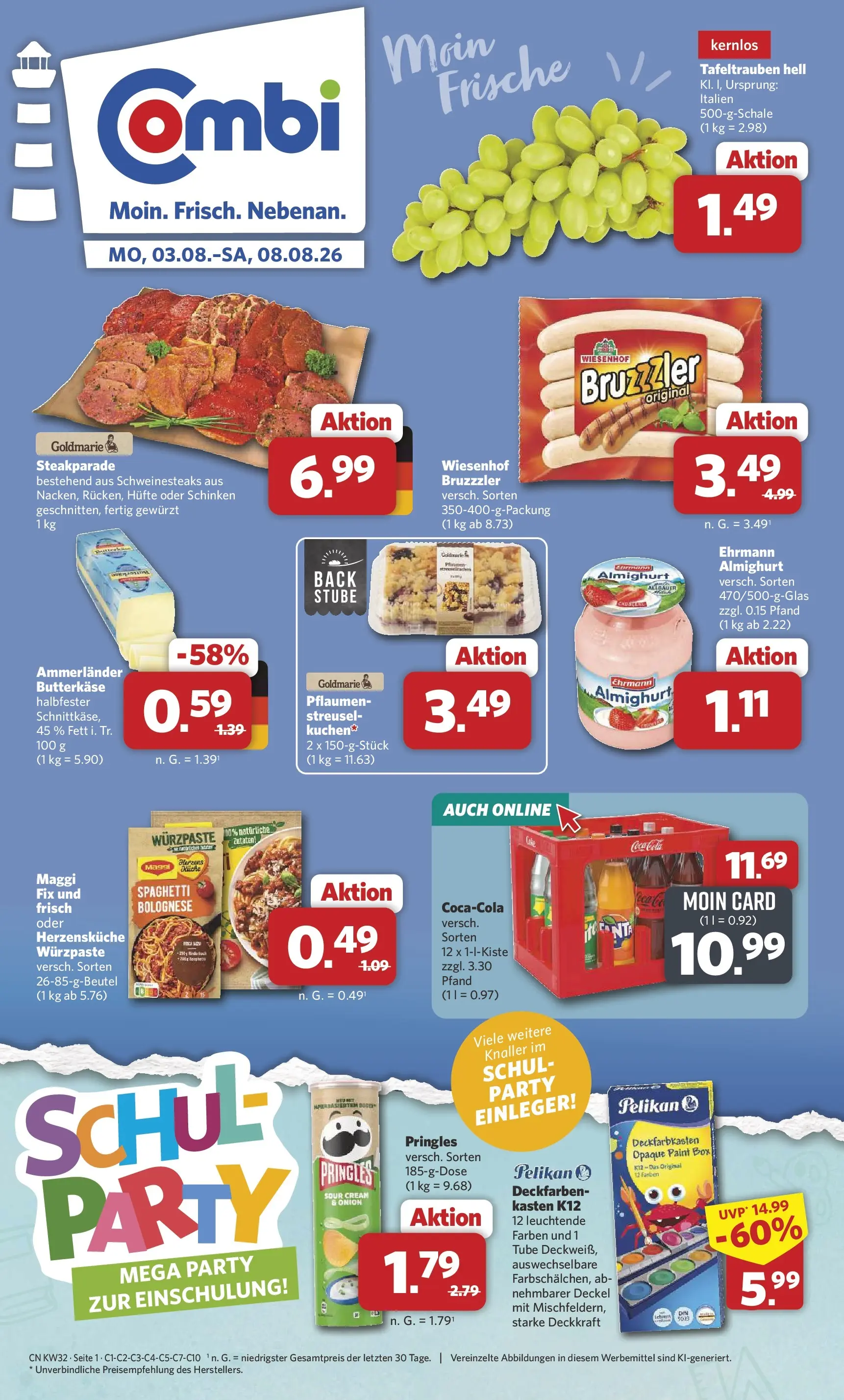 Combi Prospekt Celle (ab 03.08.2026) zum Blättern | Seite: 1 | Produkte: Pflaumen, Maggi, Box, Pringles