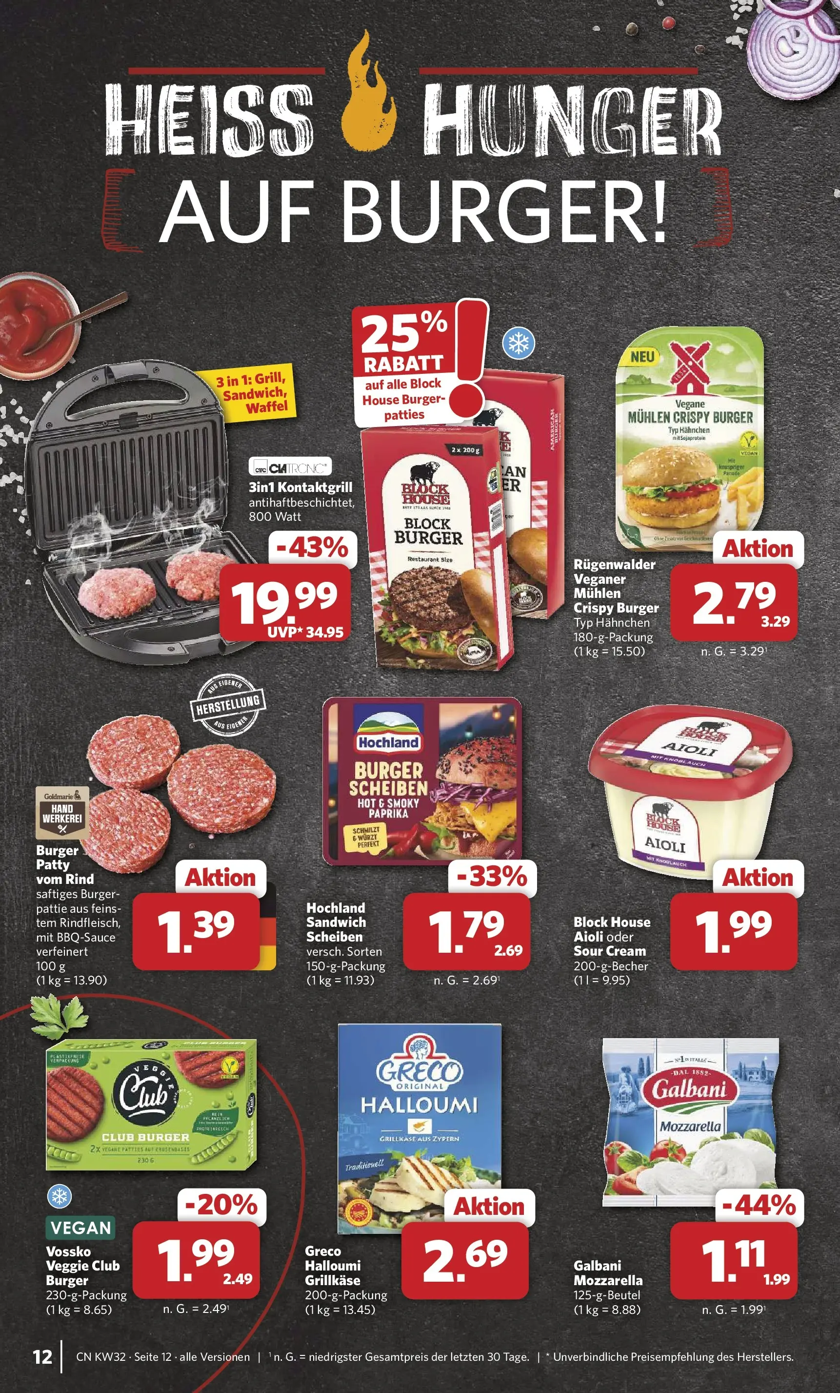 Combi Prospekt Celle (ab 03.08.2026) zum Blättern | Seite: 12 | Produkte: Mozzarella, Burger, Paprika, Knoblauch