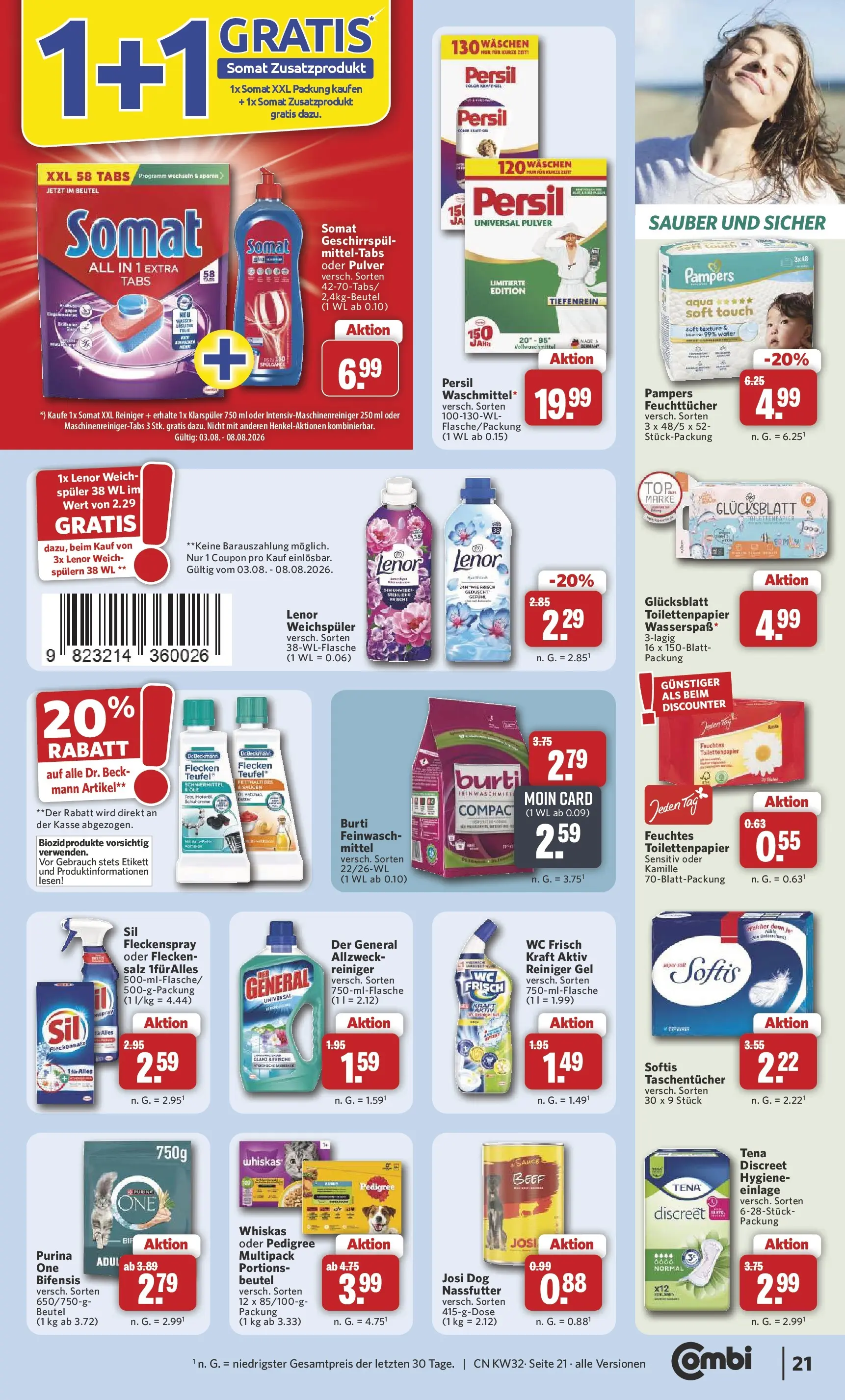 Combi Prospekt Celle (ab 03.08.2026) zum Blättern | Seite: 25 | Produkte: Pampers, Weichspüler, Pedigree, Whiskas