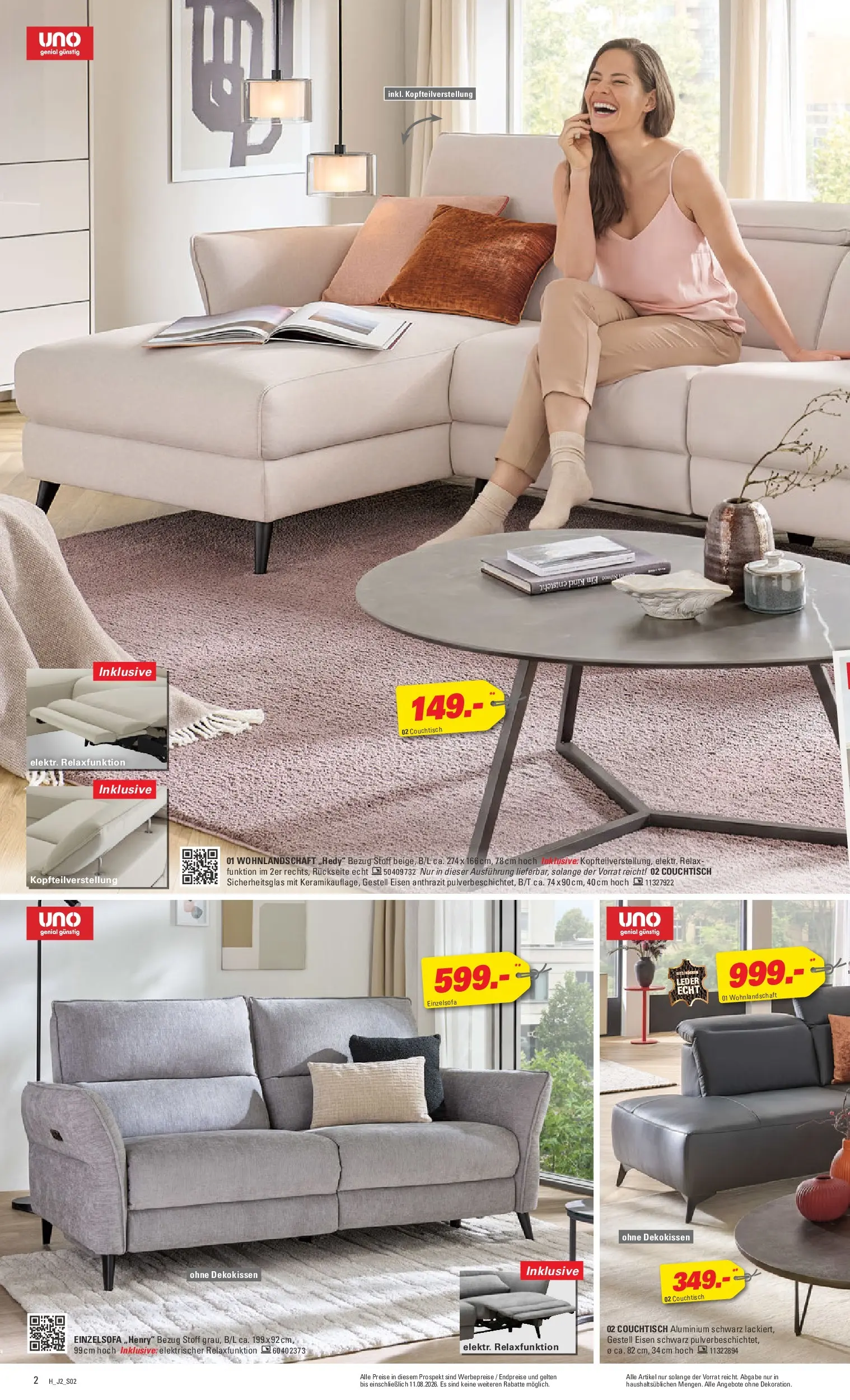 Höffner Prospekt Paderborn (ab 29.07.2026) zum Blättern | Seite: 2 | Produkte: Wohnlandschaft, Sofa, Couchtisch