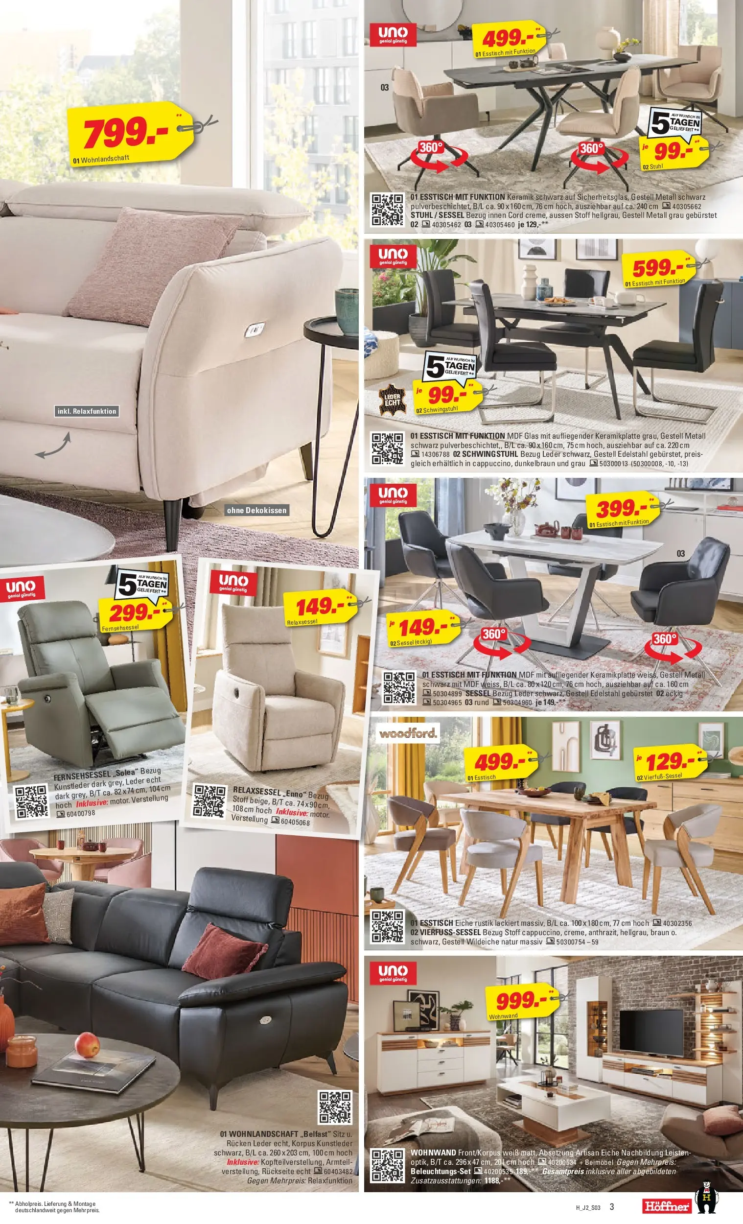 Höffner Prospekt Paderborn (ab 29.07.2026) zum Blättern | Seite: 3 | Produkte: Wohnlandschaft, Relaxsessel, Fernsehsessel, Stuhl