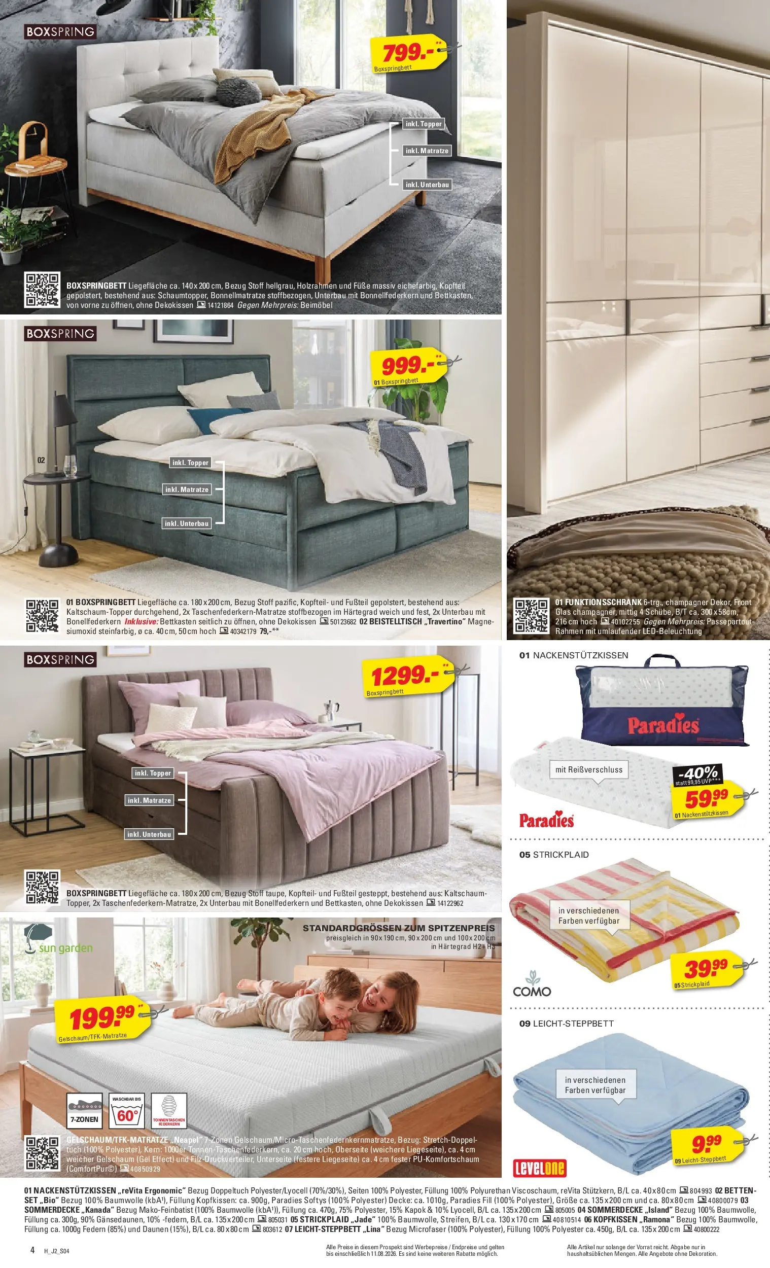 Höffner Prospekt Paderborn (ab 29.07.2026) zum Blättern | Seite: 4 | Produkte: Matratze, Decke, Boxspringbett, Topper