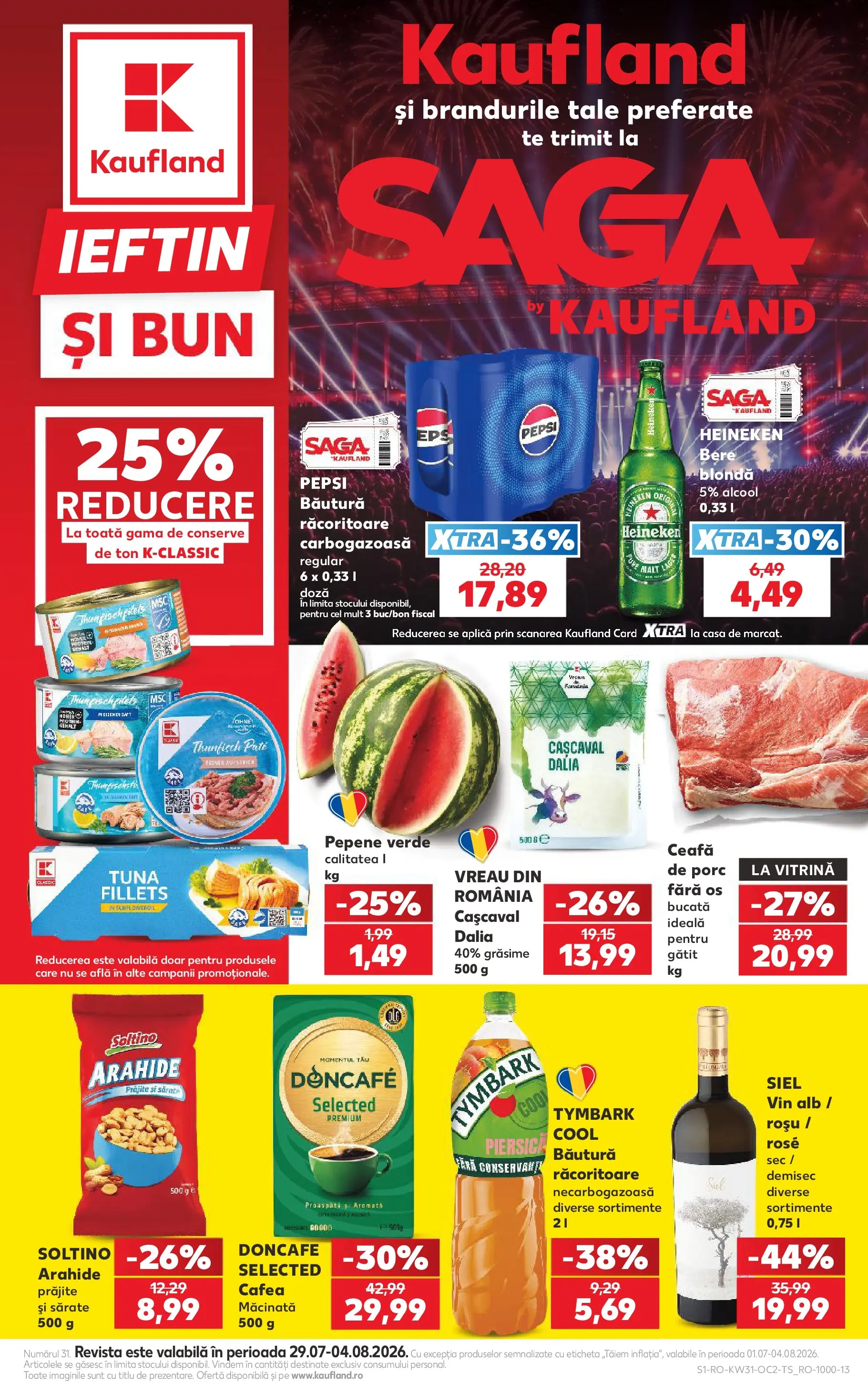 Kaufland Domnesti 29.07.2026 - Revista si Oferta | Pagină: 1 | Produse: Pepene Verde, Vitrină, Cafea, Bere