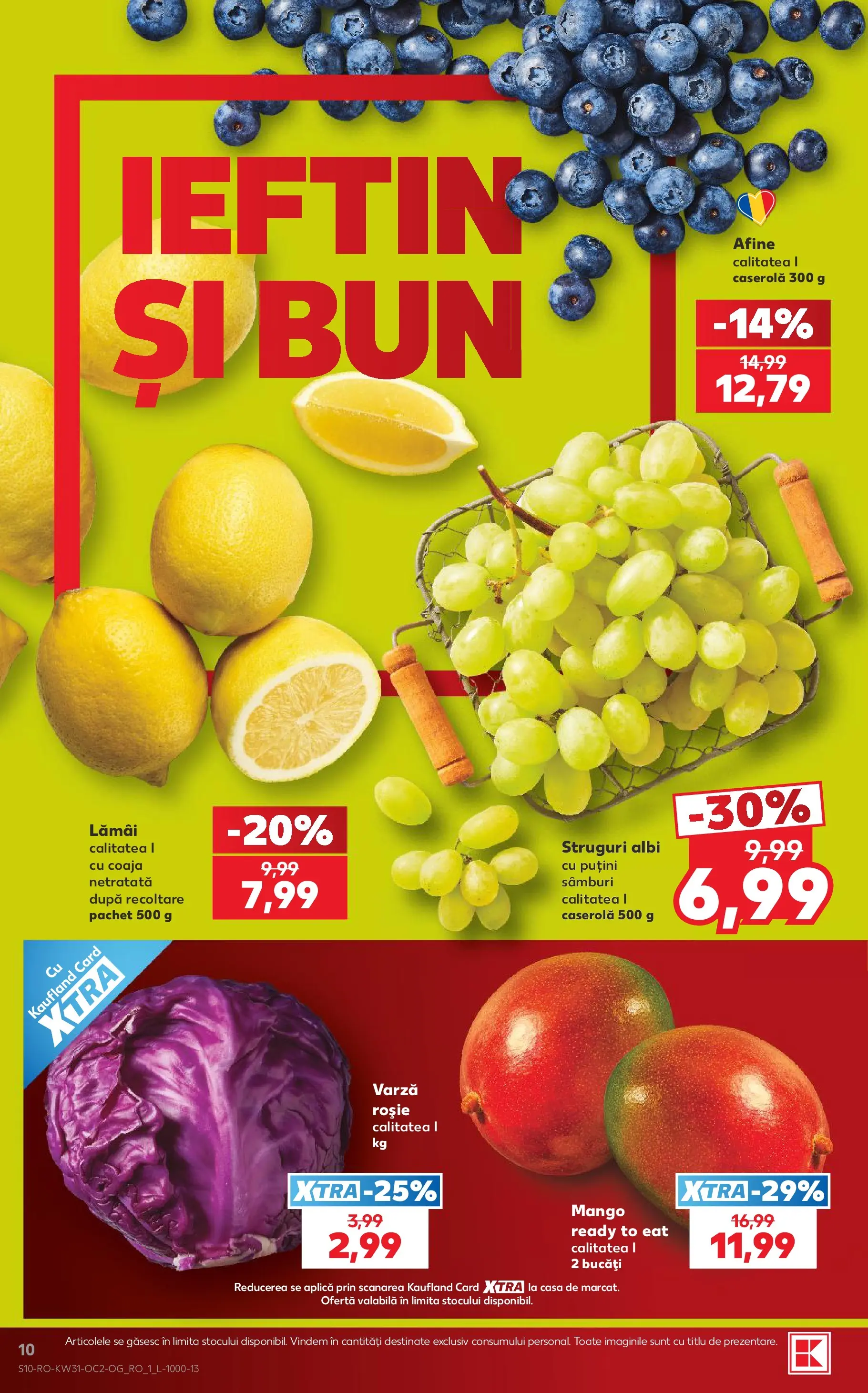 Kaufland Domnesti 29.07.2026 - Revista si Oferta | Pagină: 10 | Produse: Varză, Struguri, Afine, Mango