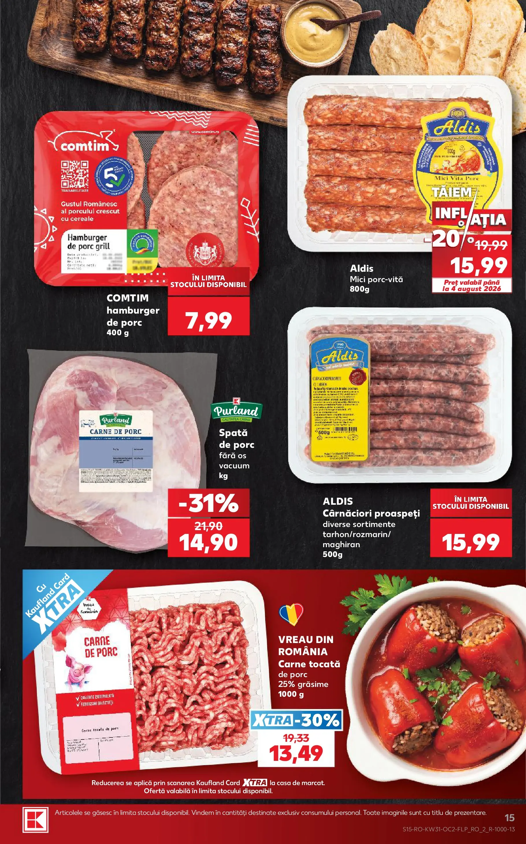 Kaufland Domnesti 29.07.2026 - Revista si Oferta | Pagină: 15 | Produse: Grill, Mici, Carne tocată, Cereale