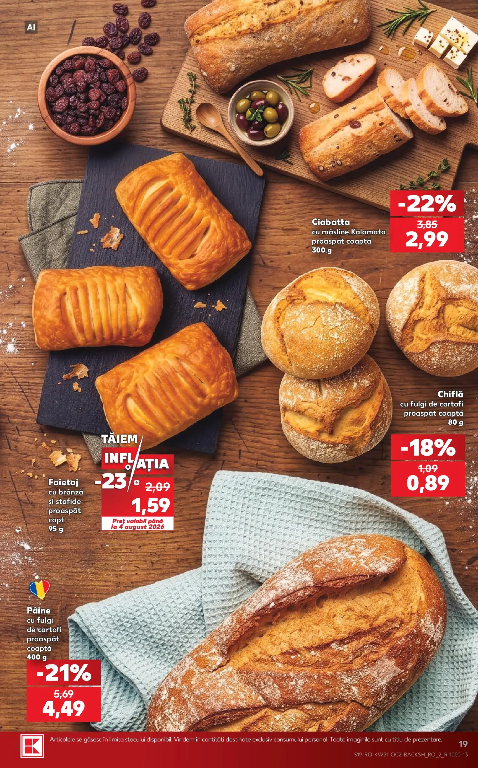 Kaufland Domnesti 29.07.2026 - Revista si Oferta | Pagină: 19 | Produse: Măsline, Chiflă, Fulgi, Stafide