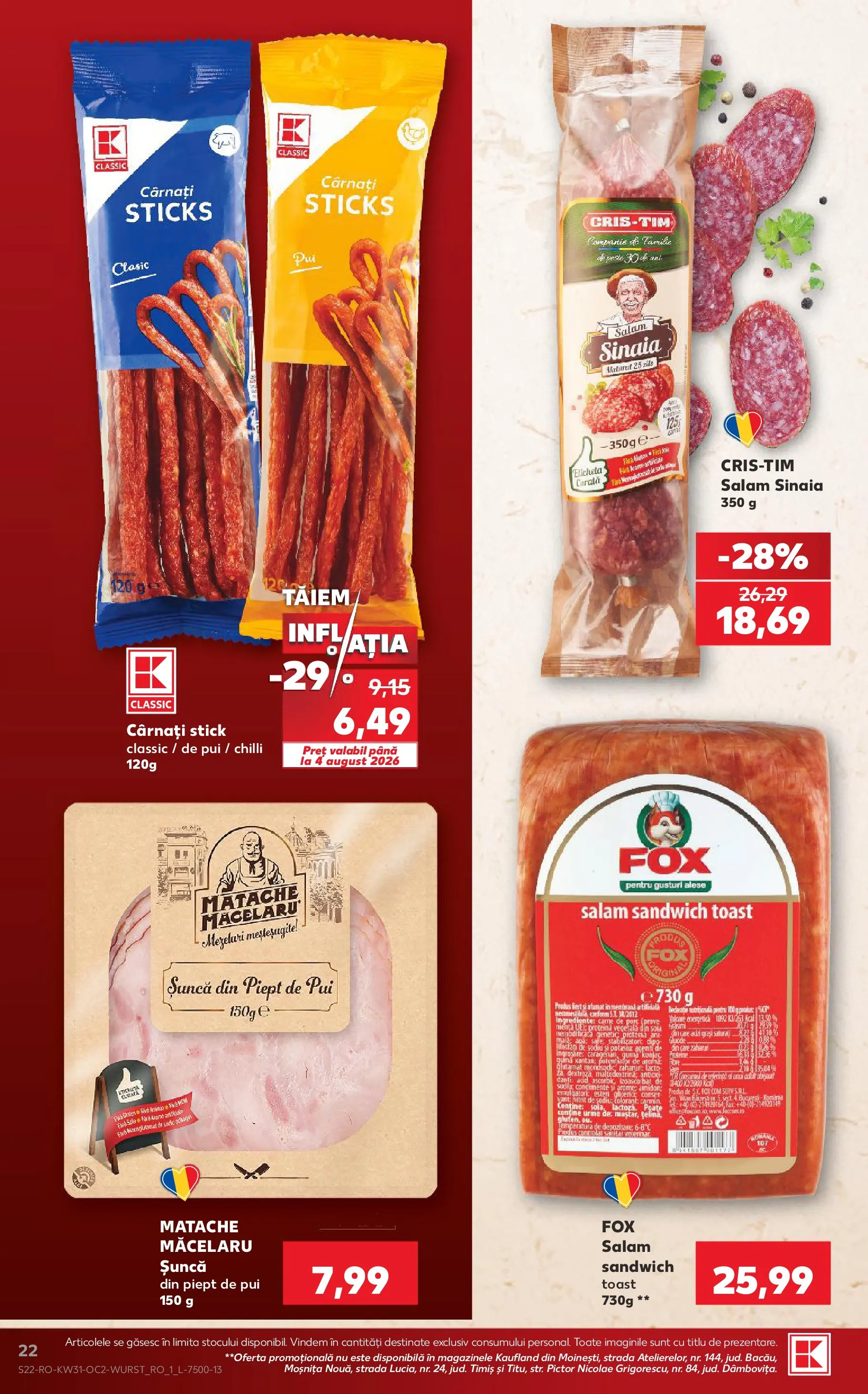 Kaufland Viseu de Sus 29.07.2026 - Revista si Oferta | Pagină: 22 | Produse: Chilli, Pește, Sare, Cârnați