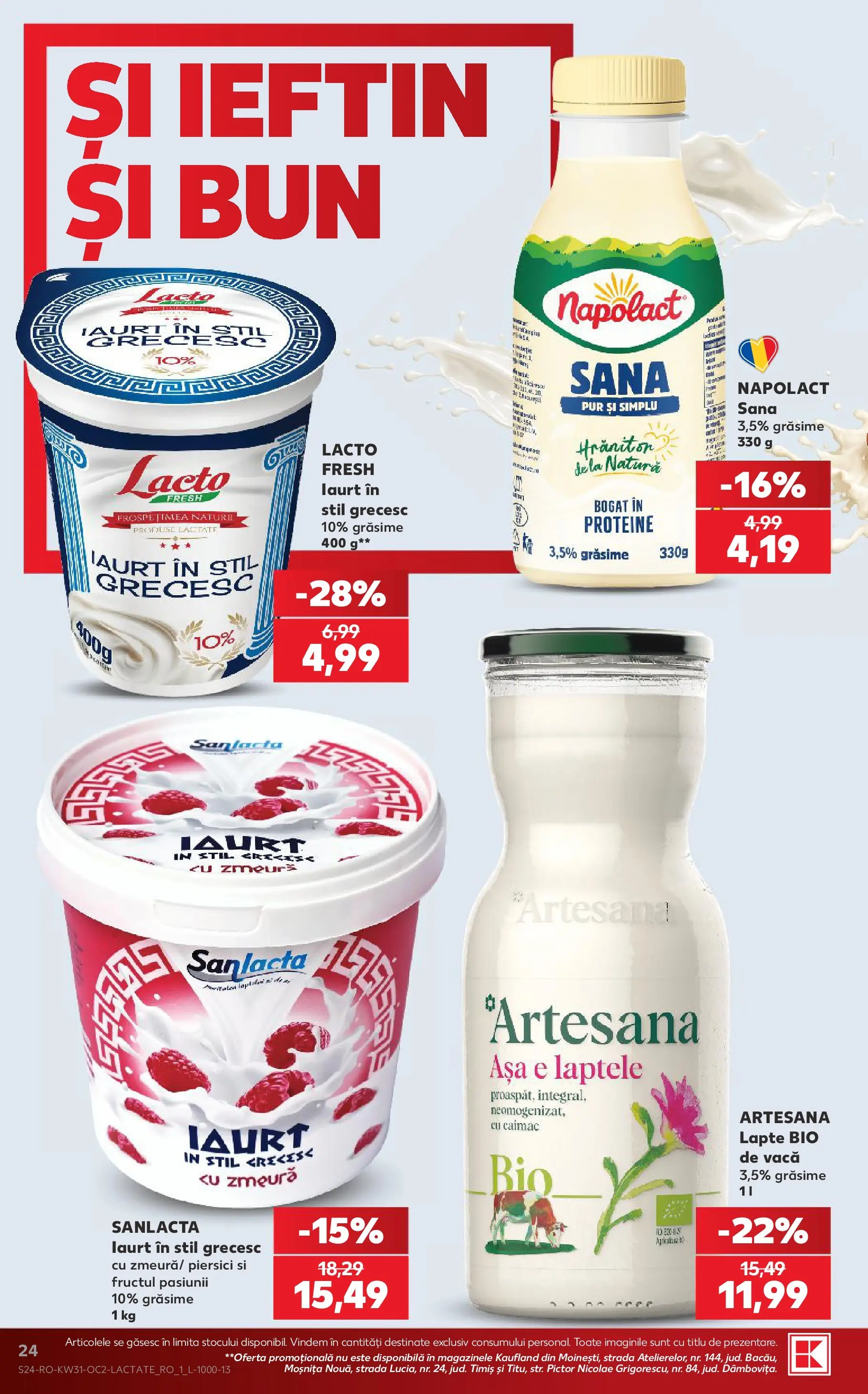 Kaufland Domnesti 29.07.2026 - Revista si Oferta | Pagină: 24 | Produse: Şerit ödül, Zmeură, Lapte, Iaurt