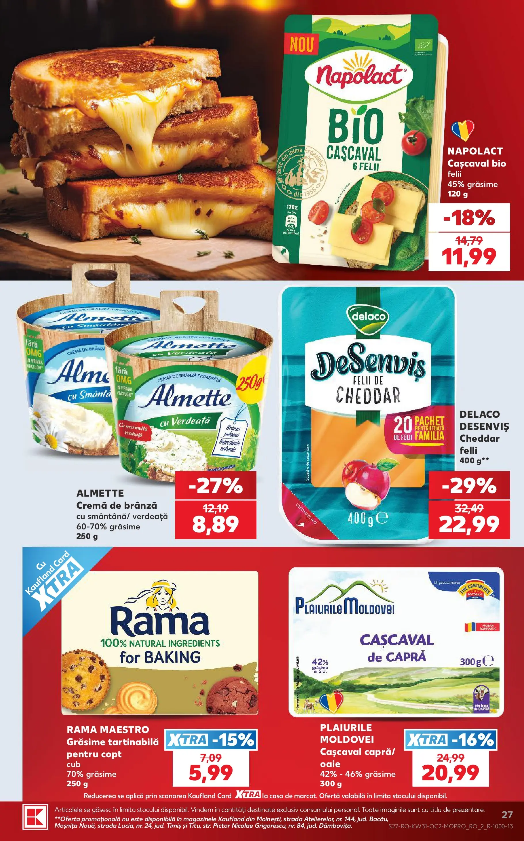Kaufland Domnesti 29.07.2026 - Revista si Oferta | Pagină: 27 | Produse: Cașcaval, Brânză, Cremă, Cremă de brânză