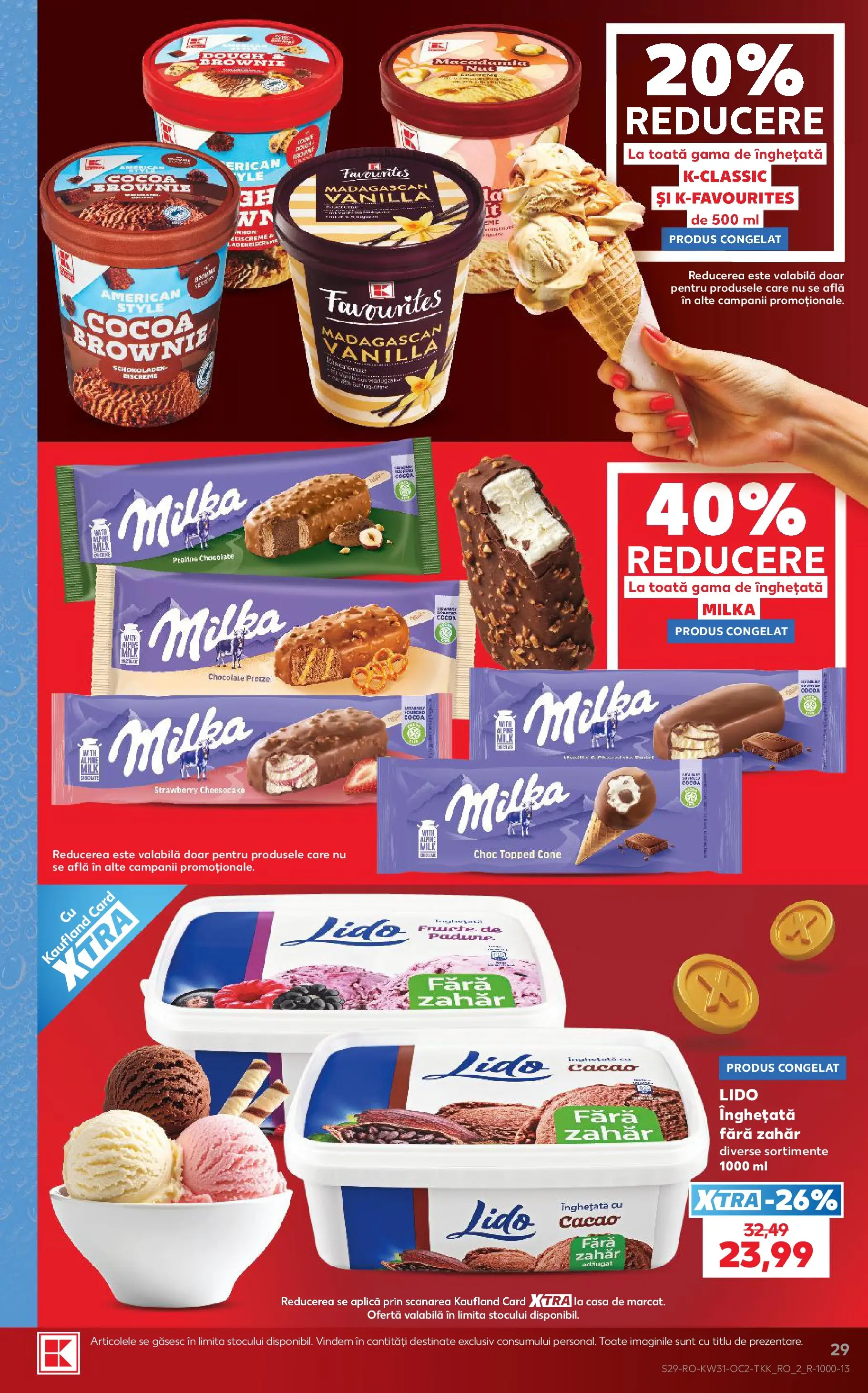 Kaufland Domnesti 29.07.2026 - Revista si Oferta | Pagină: 29 | Produse: Delgeç, Praline, Cacao, Înghețată