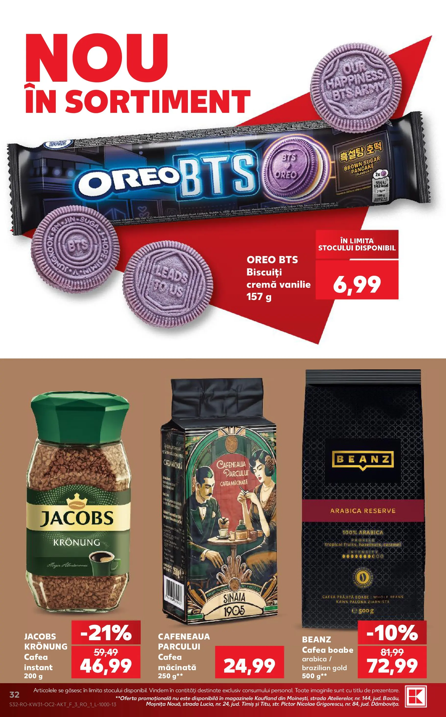 Kaufland Domnesti 29.07.2026 - Revista si Oferta | Pagină: 32 | Produse: Köpek çiti, Cremă, Cafea, Biscuiți