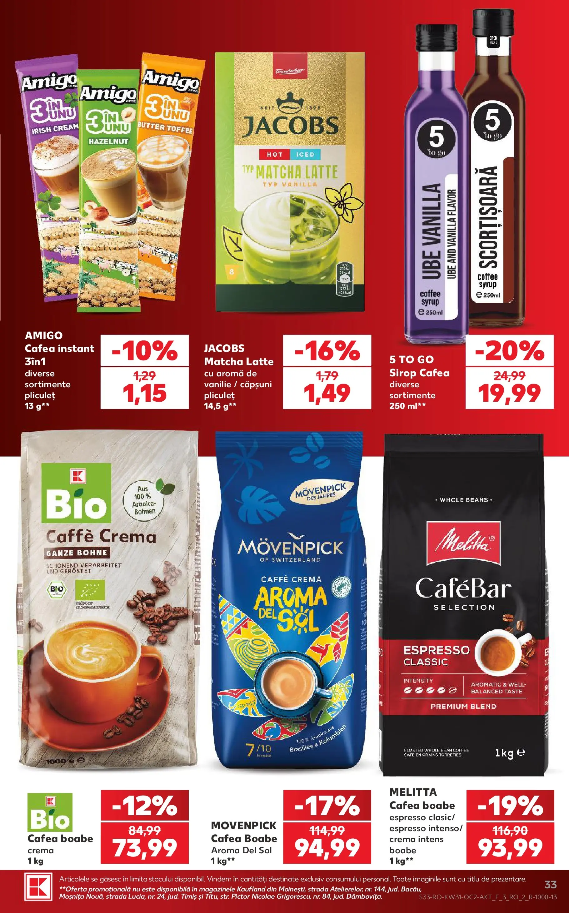 Kaufland Domnesti 29.07.2026 - Revista si Oferta | Pagină: 33 | Produse: Köpek çiti, Cafea, Căpșuni, Sirop