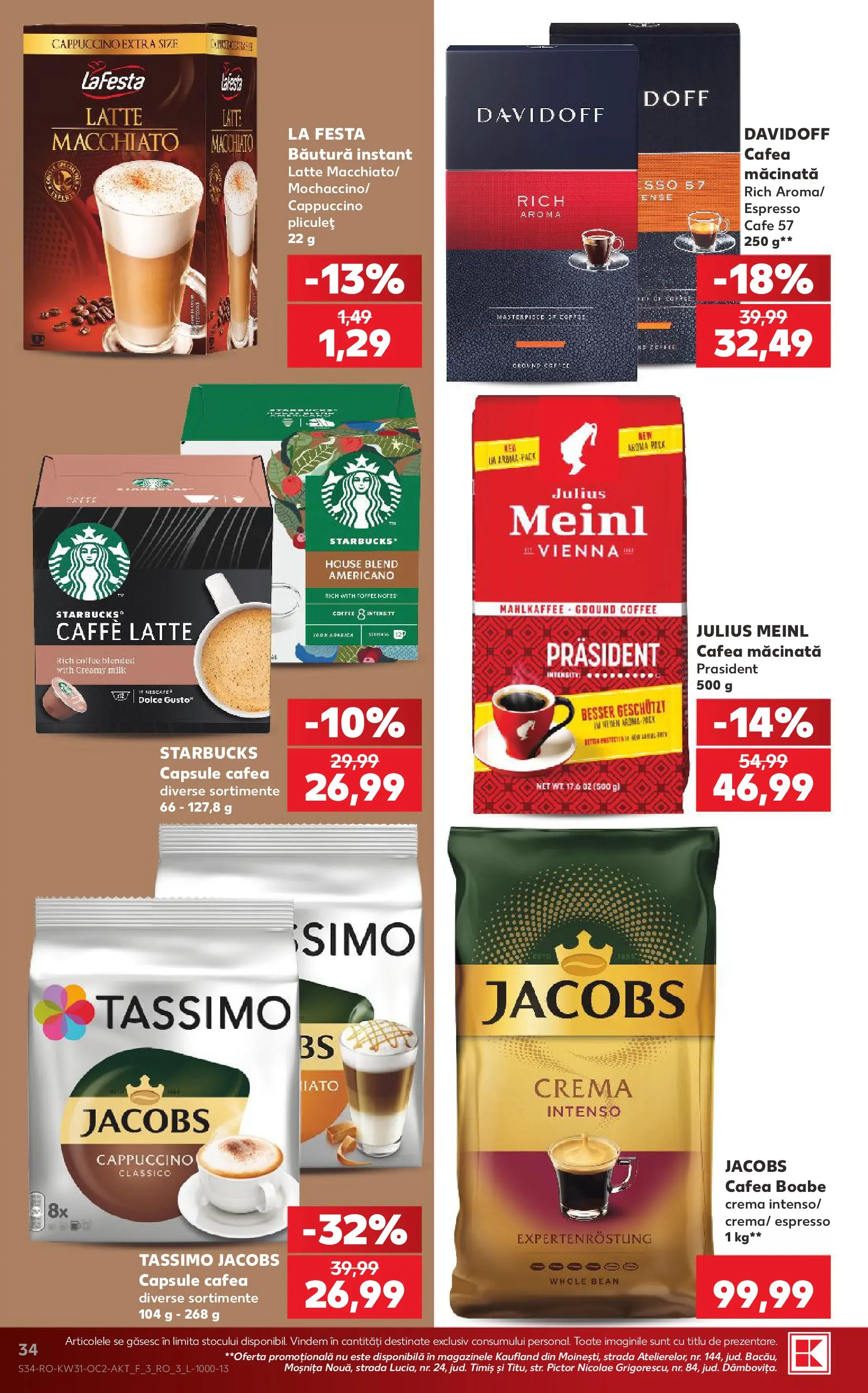 Kaufland Domnesti 29.07.2026 - Revista si Oferta | Pagină: 34 | Produse: Köpek çiti, Cremă, Cafea